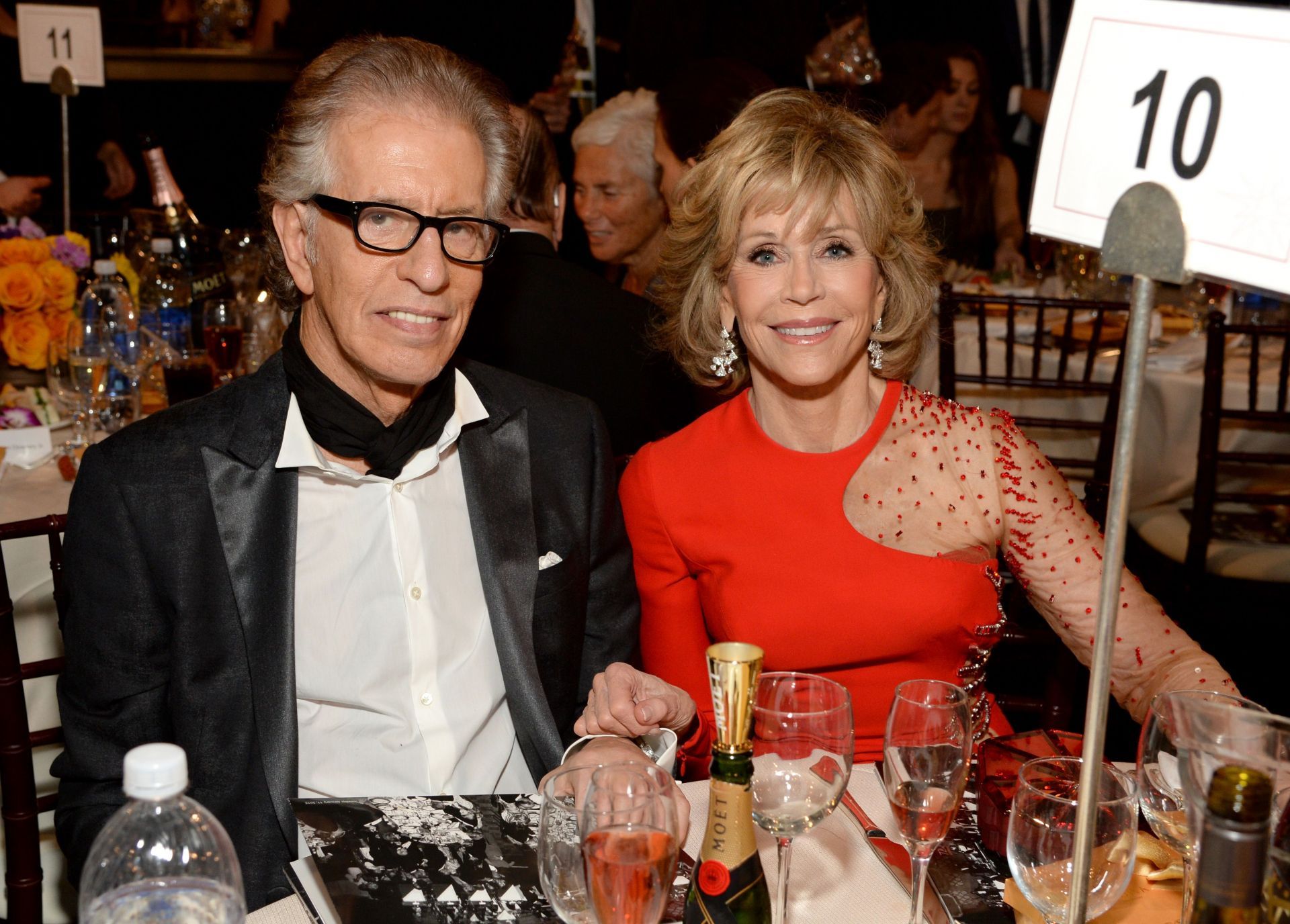 Record Producer Richard Perry and Jane Fonda at the 72nd Annual Golden Globe Awards cocktail party in Beverly Hills, California, January 11, 2015. (Image via Getty/Michael Kovac)