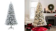 Holiday Time 7.5ft Pre-Lit Flocked Lakewood Spruce Artificial Christmas Tree (Image via Walmart)