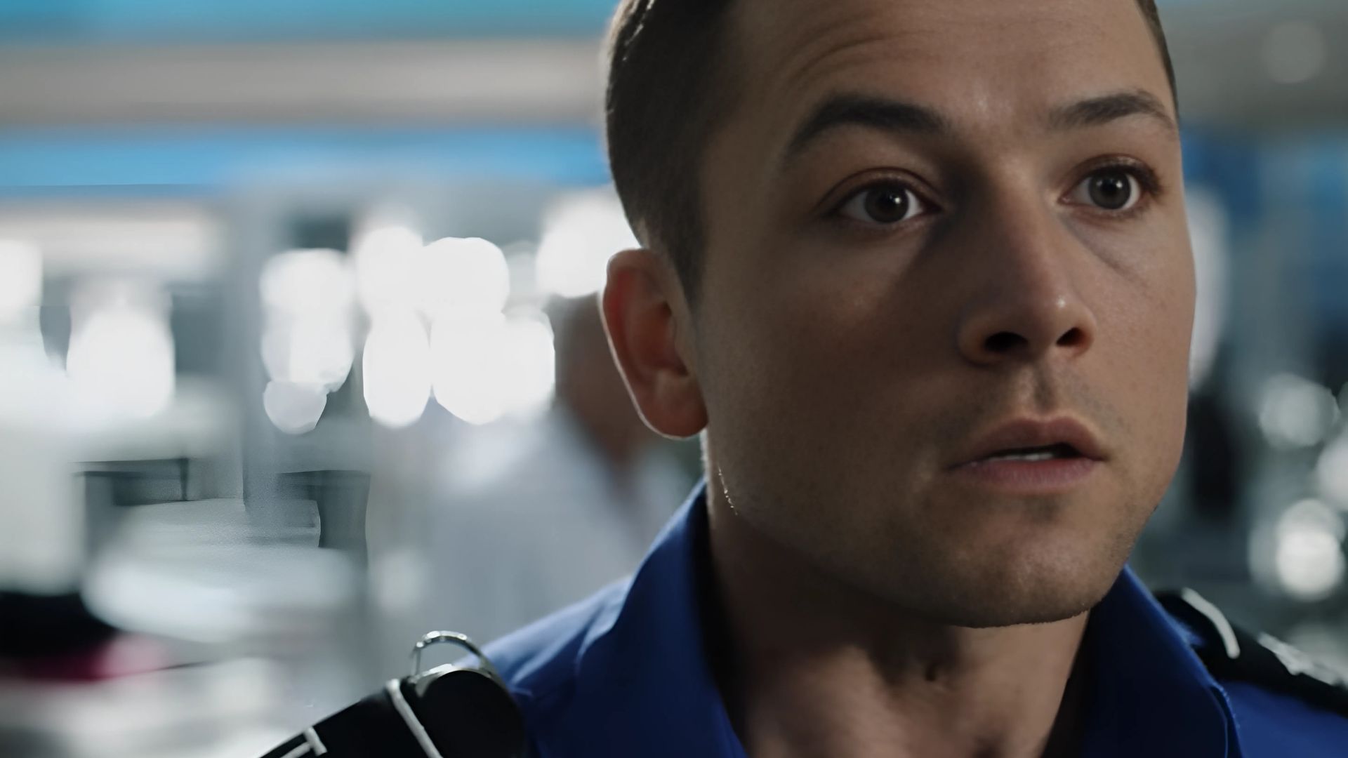 Taron Egerton plays a TSA officer in the film. (via DreamWorks Pictures)