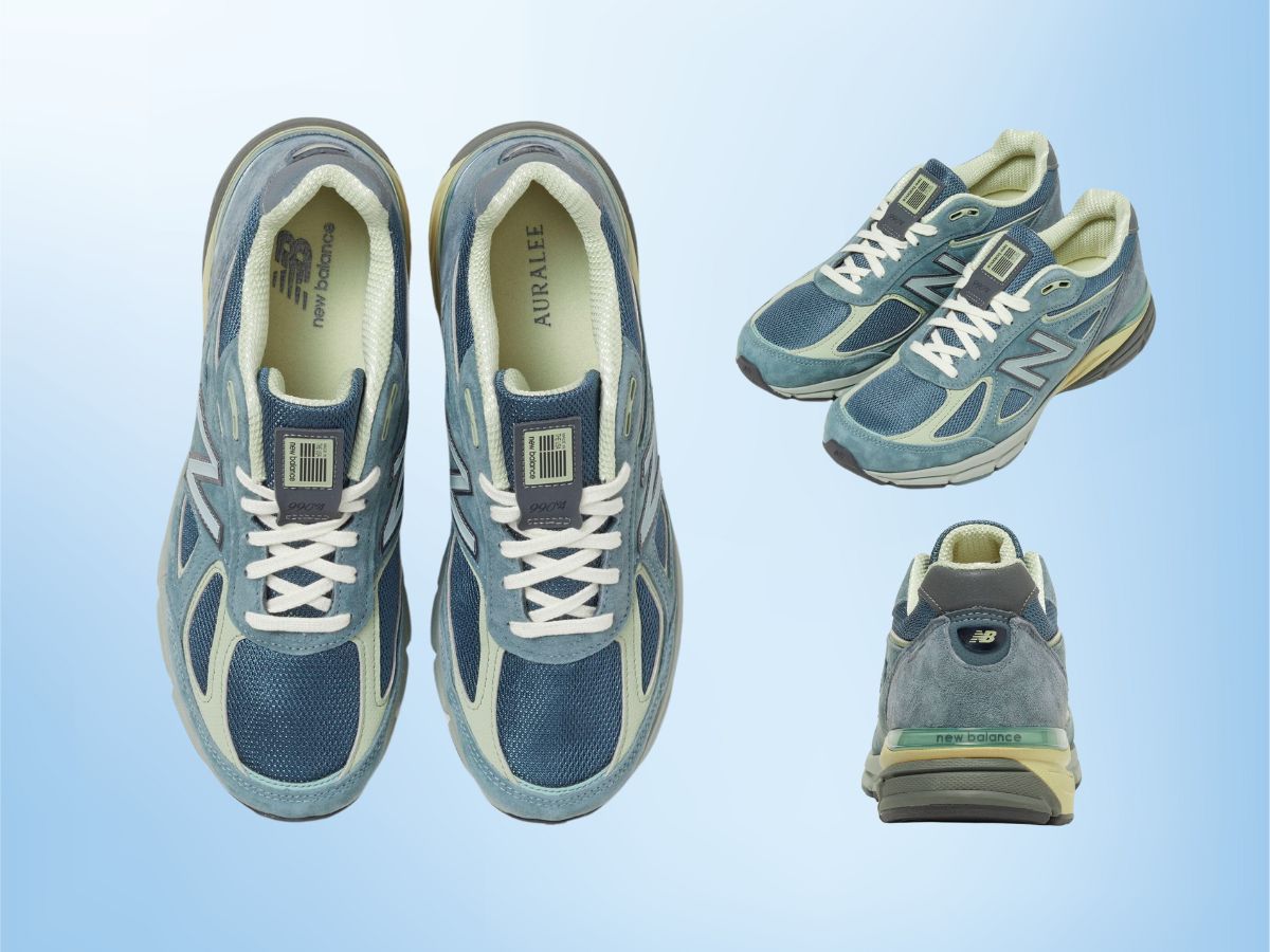 AURALEE &times; New Balance MADE in USA 990v4 (Dusty Blue) (Image via AURALEE)