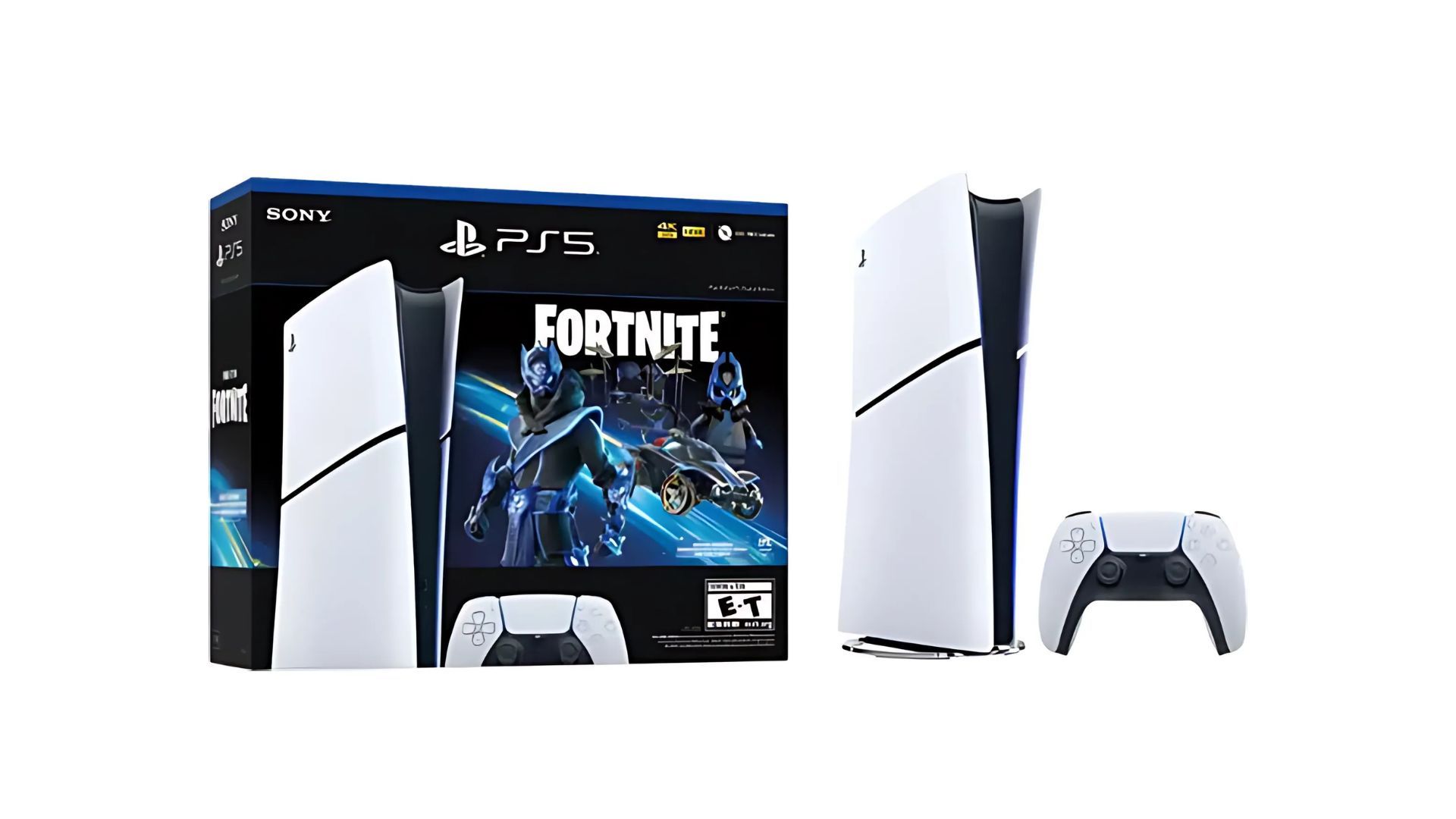 Sony PlayStation 5 Slim Console Digital Edition-Fortnite Cobalt Star Bundle White (Image via Best Buy)