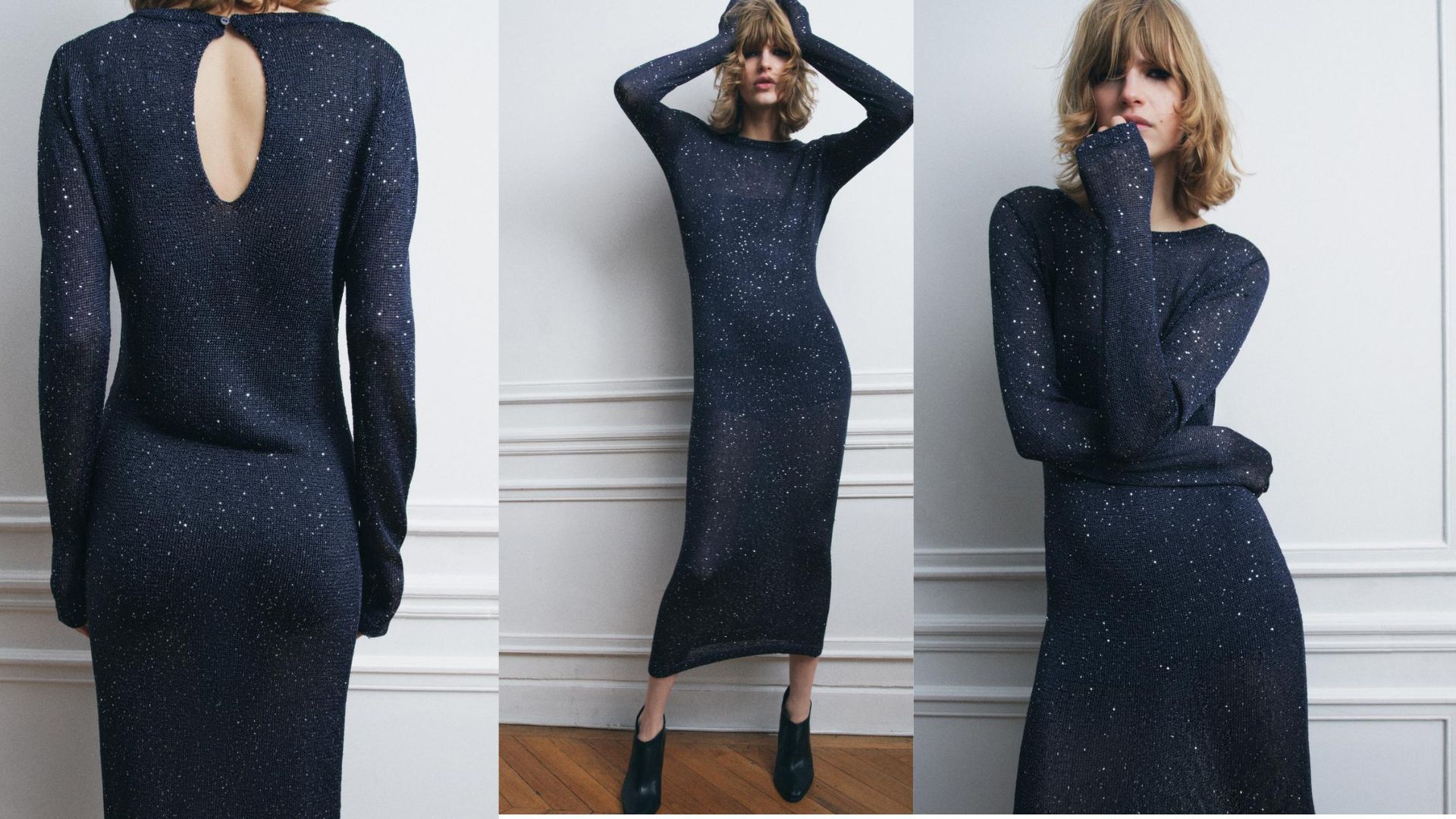 Long Knit Dress with Sequins (Image via Zara)