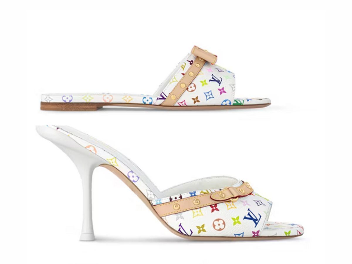 Louis Vuitton x Takashi Murakami collection mules (Image via StockX)