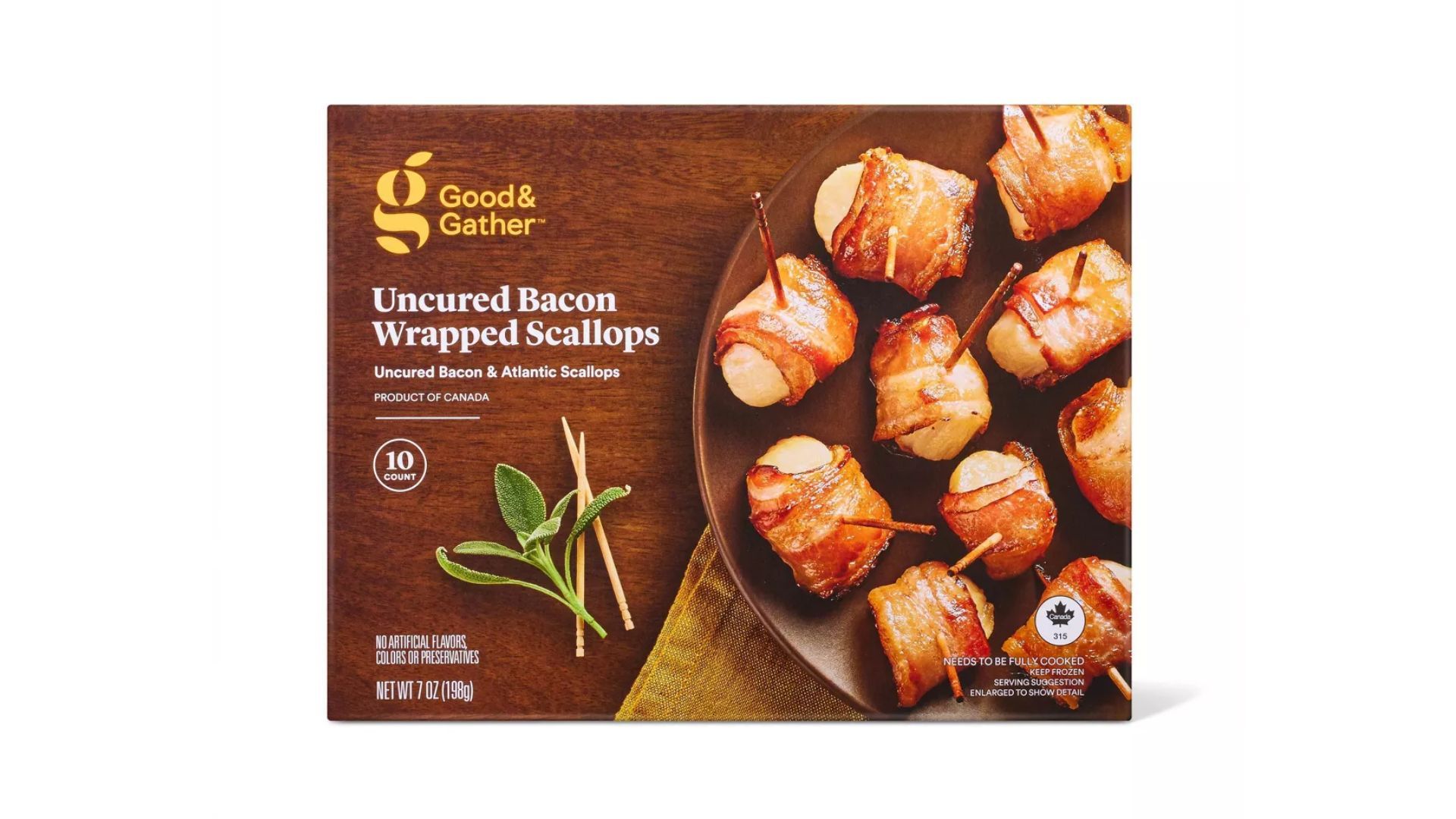 Uncured Bacon Wrapped Scallops Frozen Appetizer (Image via Target)