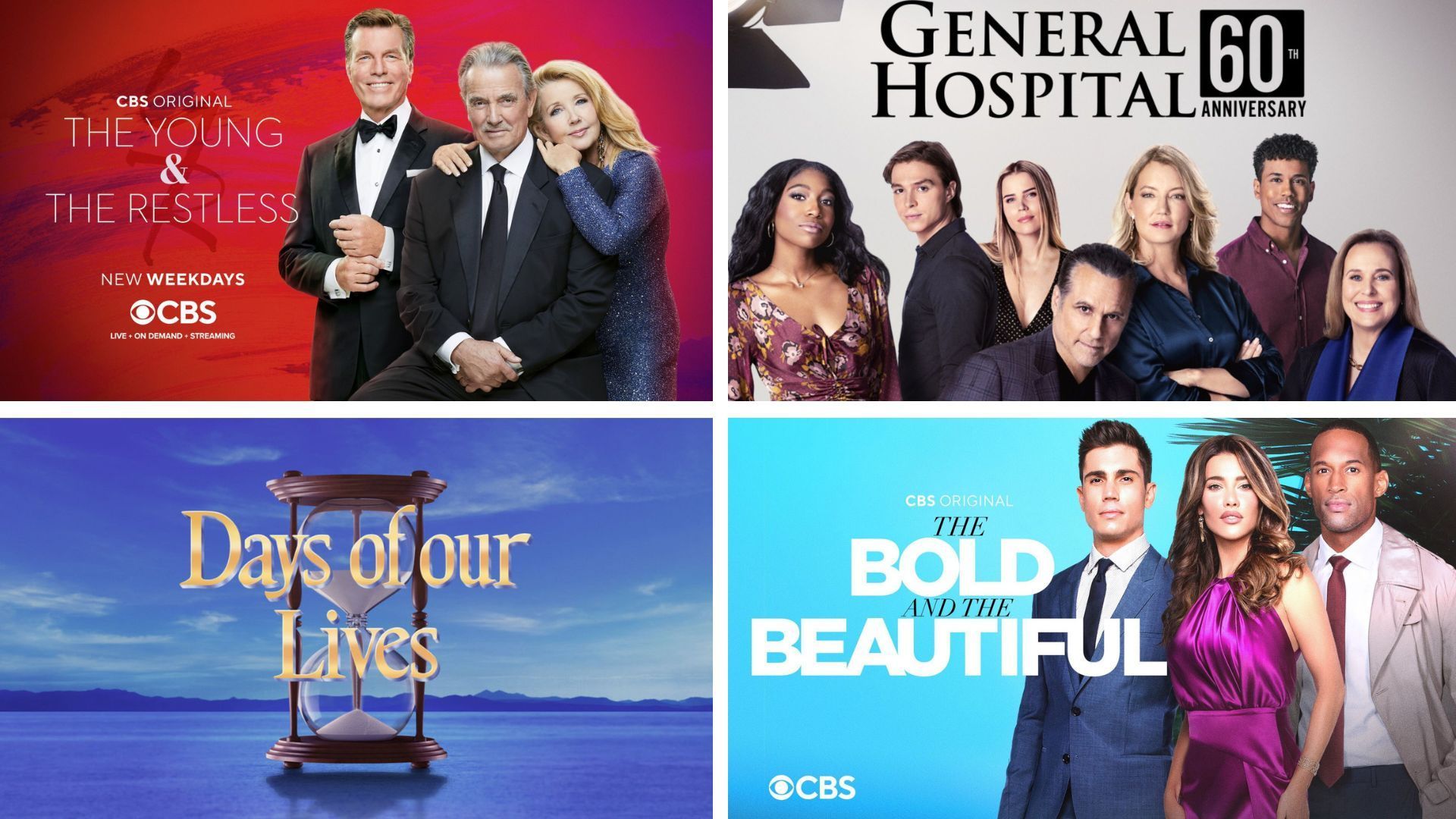 The Young and the Restless, The Bold and the Beautiful, General Hospital, Days of our Lives | Images: Paramount Press, ABC Press, Peacock