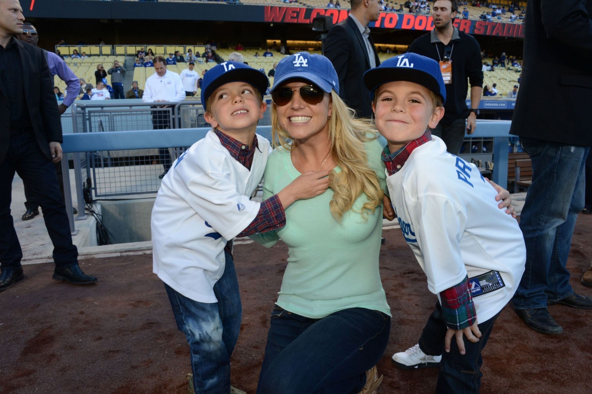 Britney Spears And Sons Visit Dodgers Stadium - April 17, 2013 - Source: Getty