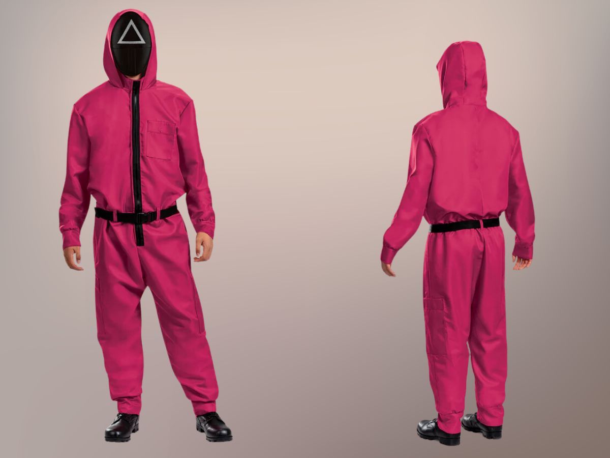 Squid Game Triangle Guard Jumpsuit (Image via Netflix)