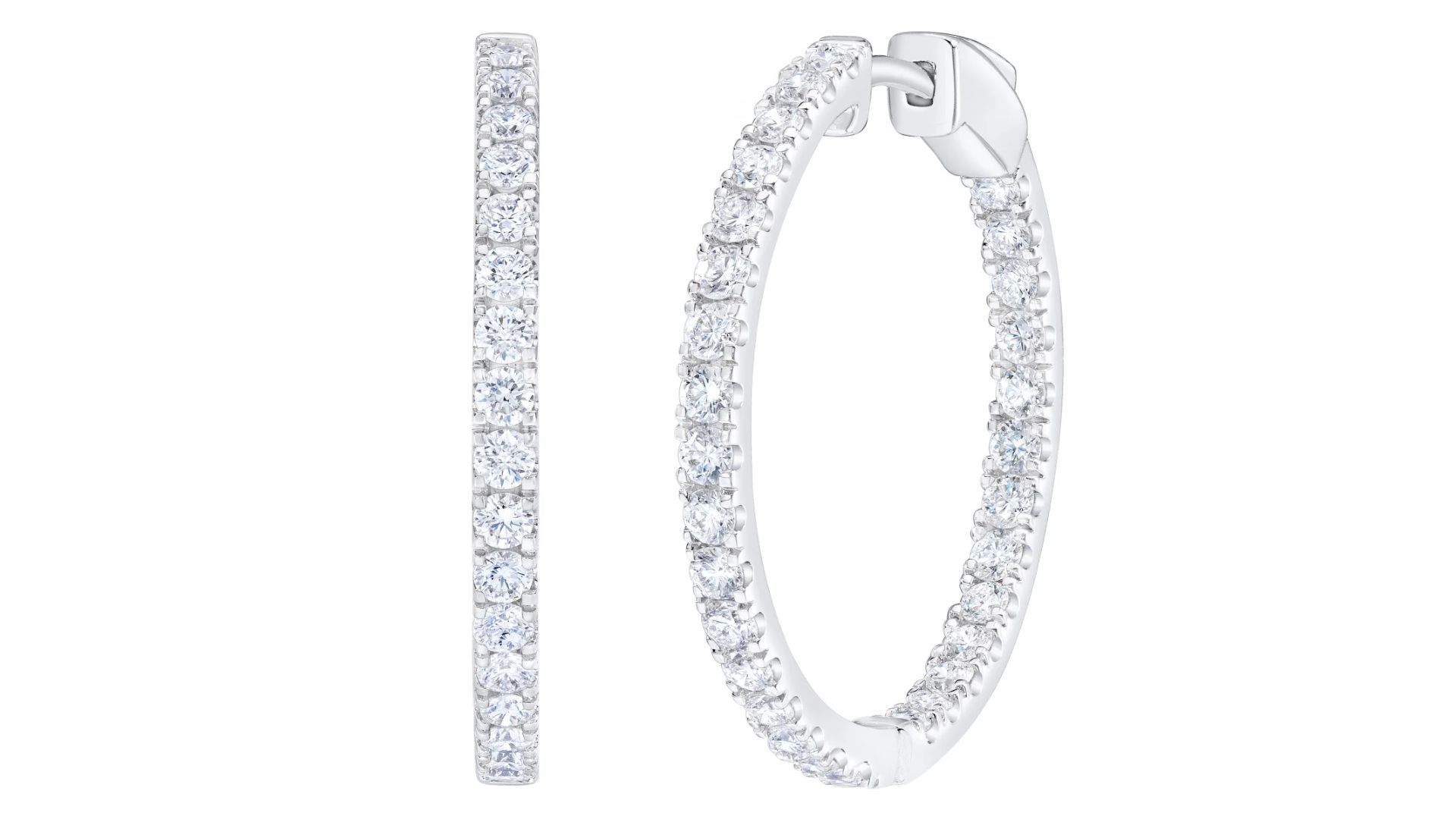 Round Brilliant White Gold Hoop Earrings (Image via Costco)