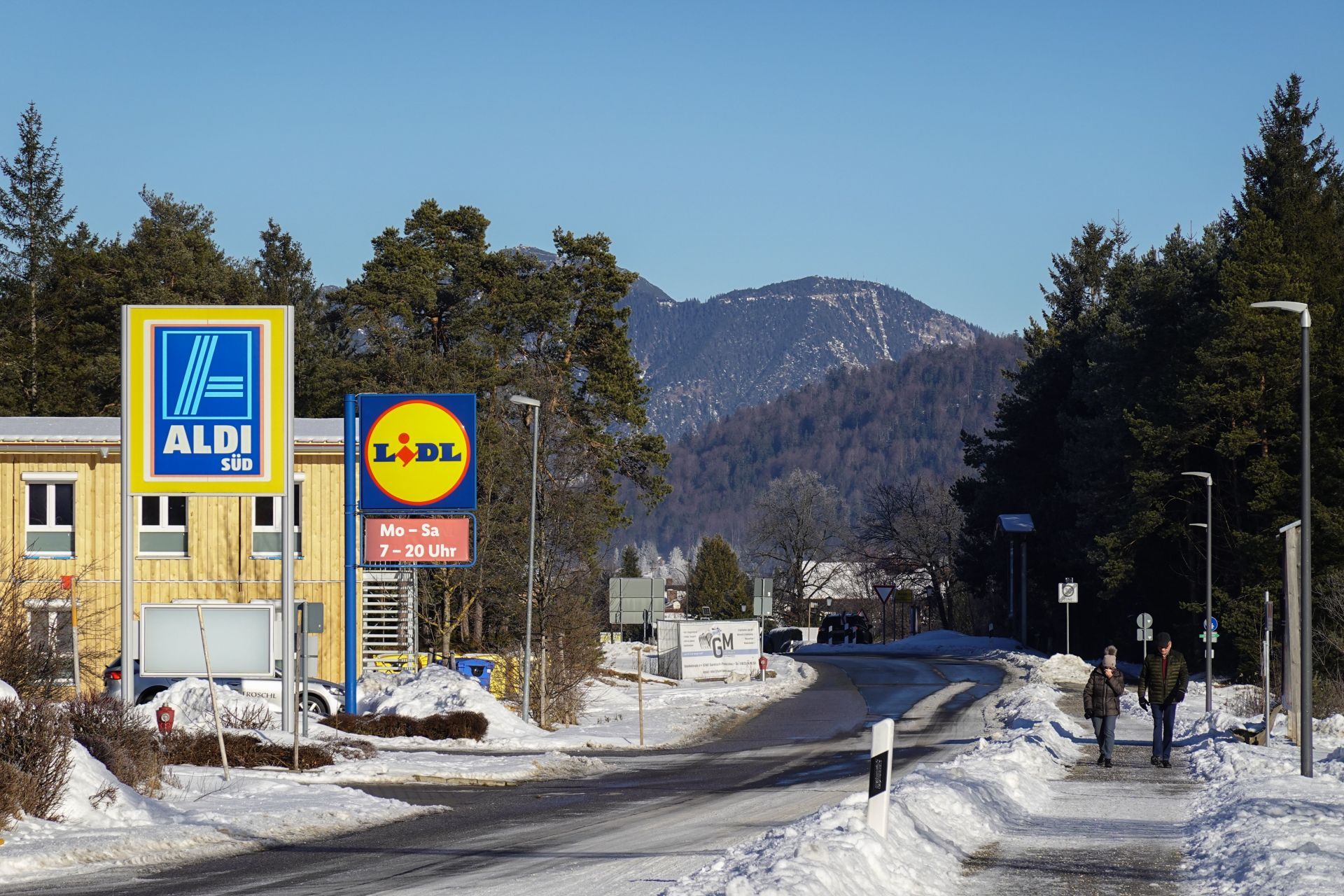 Supermarket Signs For Aldi And Lidl In A Small Municipality In The Upper Bavarian District Of Garmisch-Partenkirchen - Source: Getty