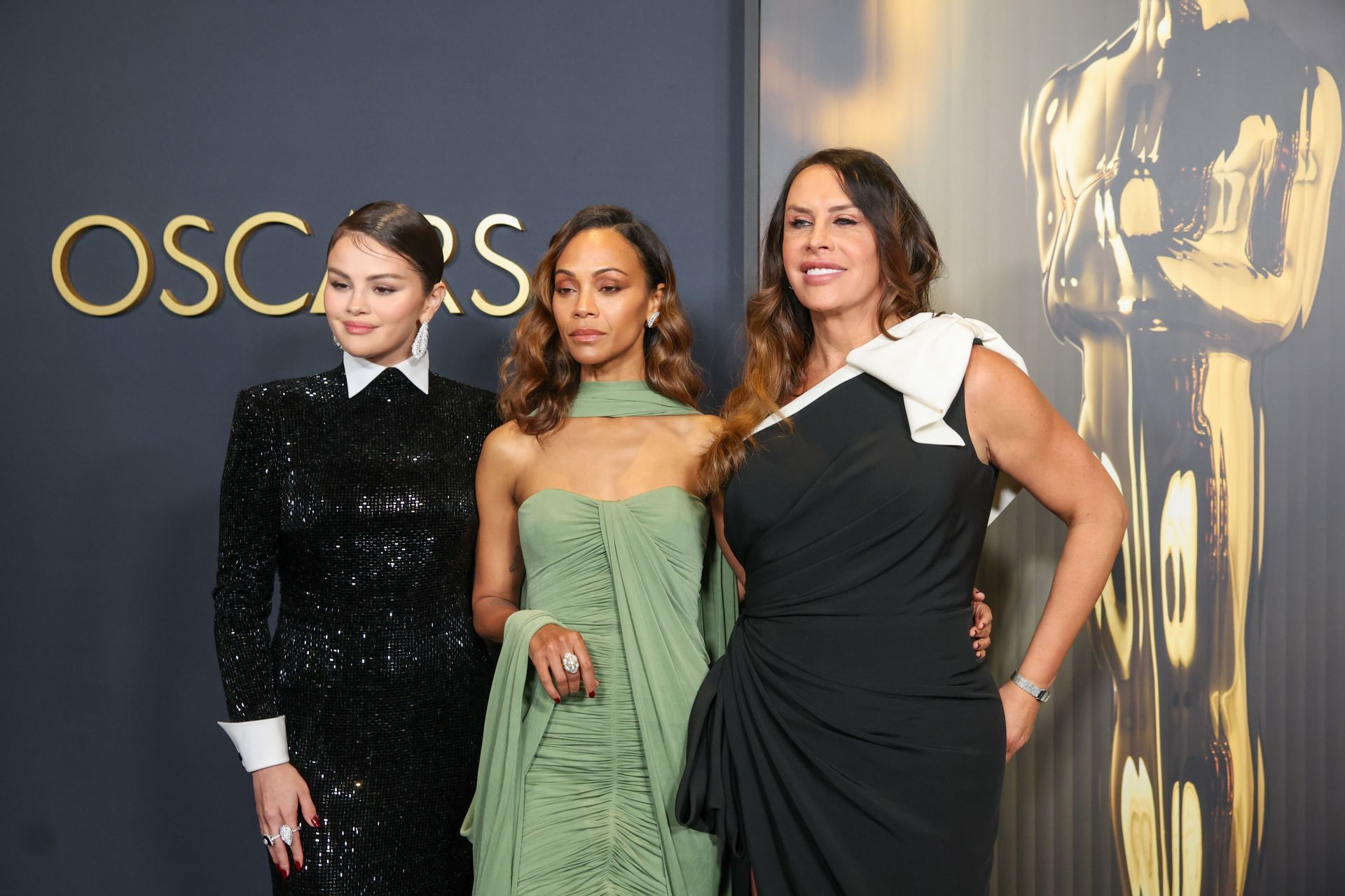 Selena Gomez with Karla Sof&iacute;a Gasc&oacute;n and Zoe Saldana (Image Source: Getty)