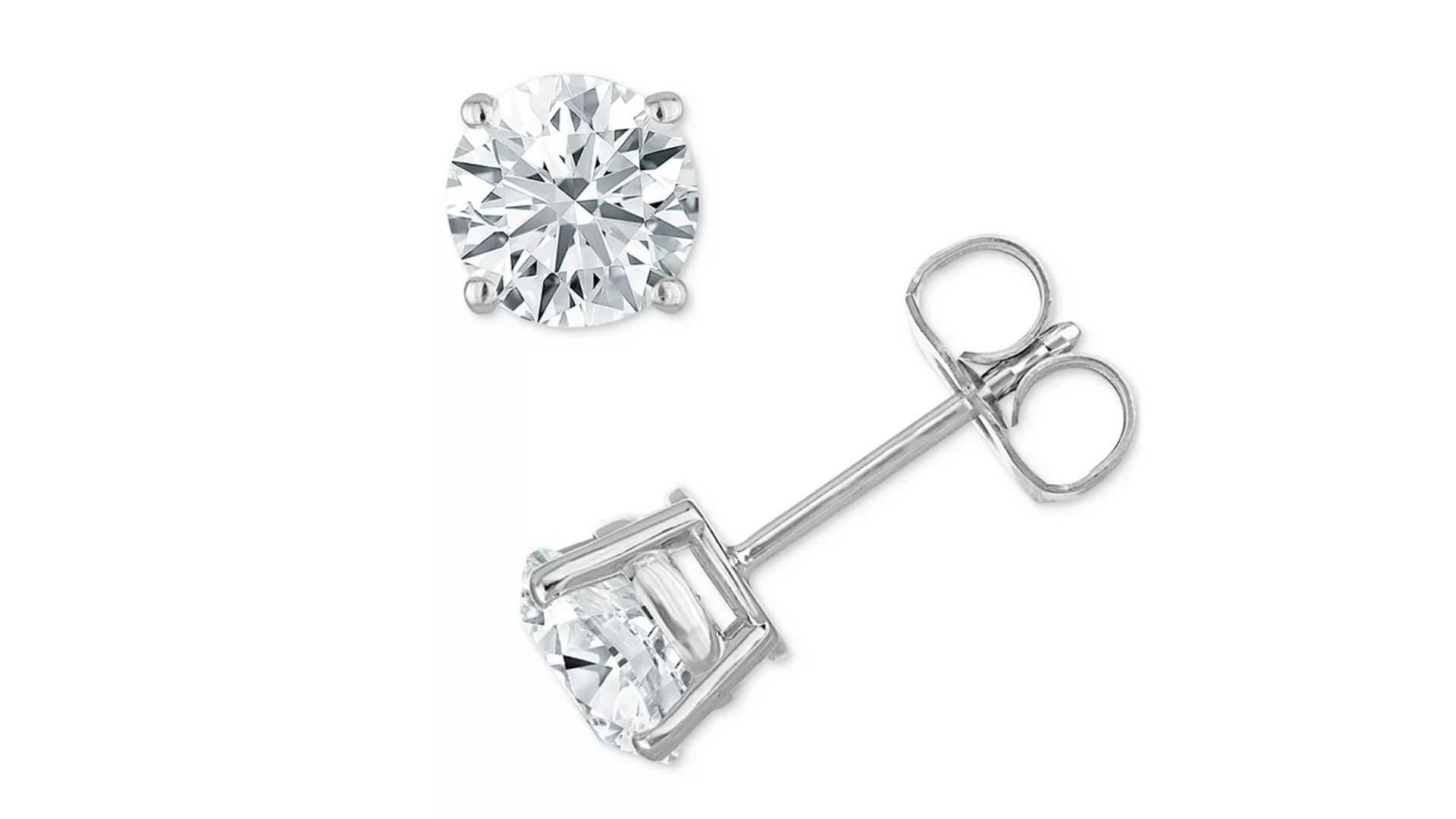 Macy&#039;s Diamond Four Prong Stud Earrings (Image via Macy&#039;s)