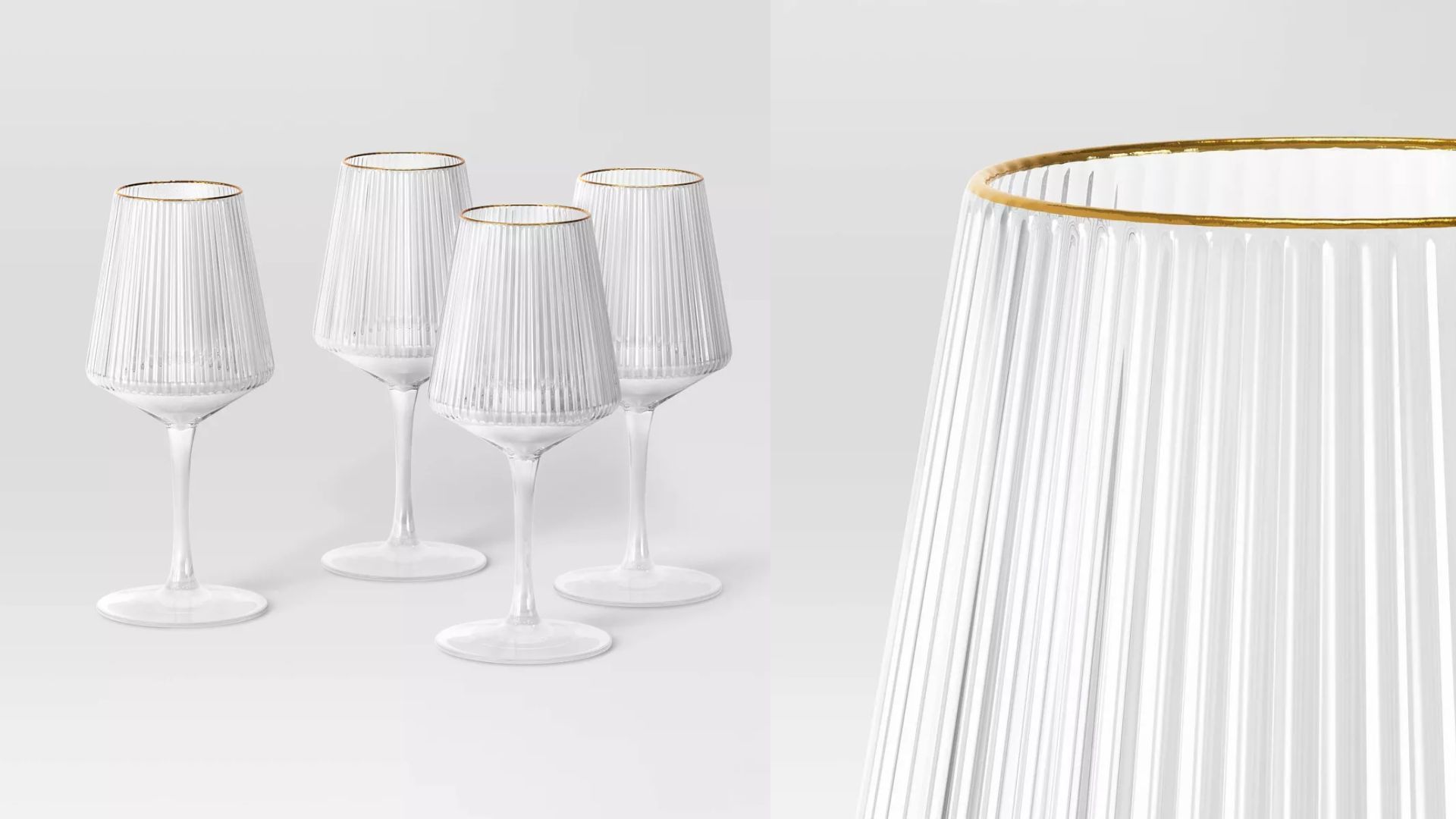 Ribbed Stemmed Wine Glasses Gold (Image via Target)