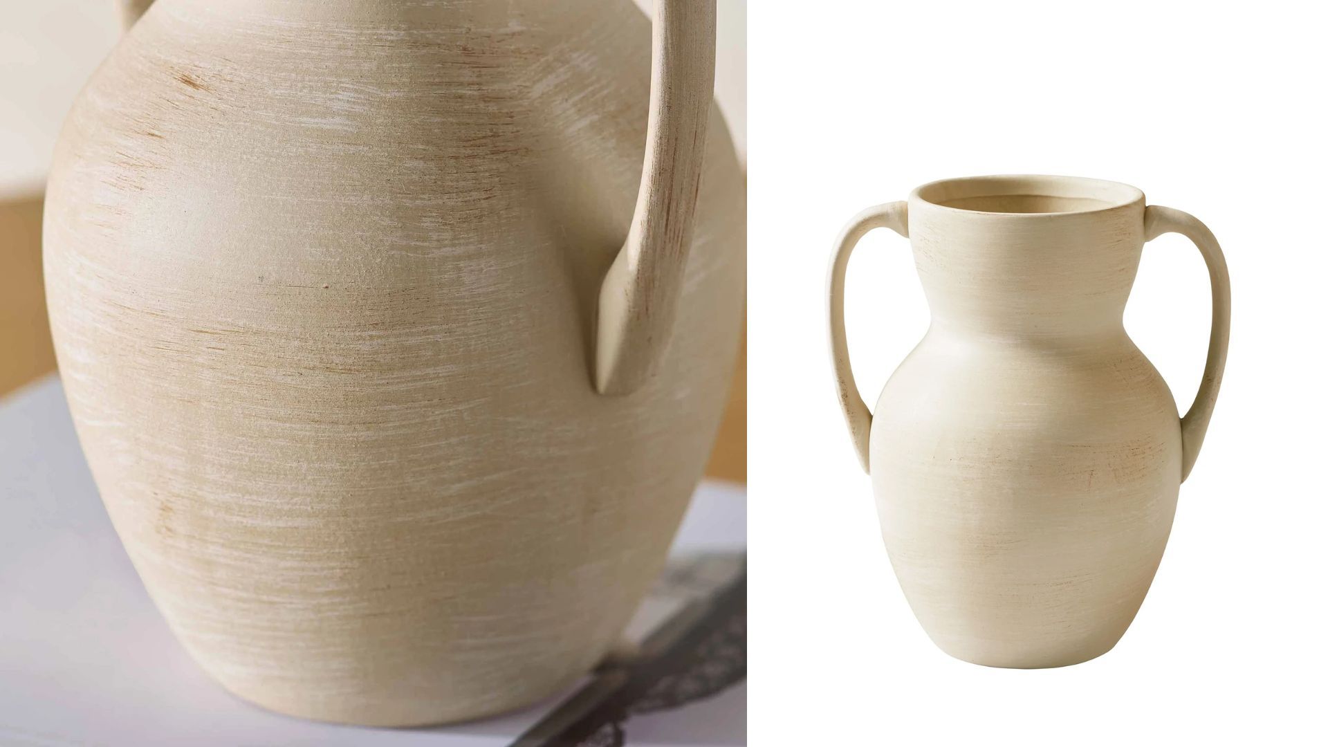 Ceramic Handled Distressed Vase (Image via Walmart)