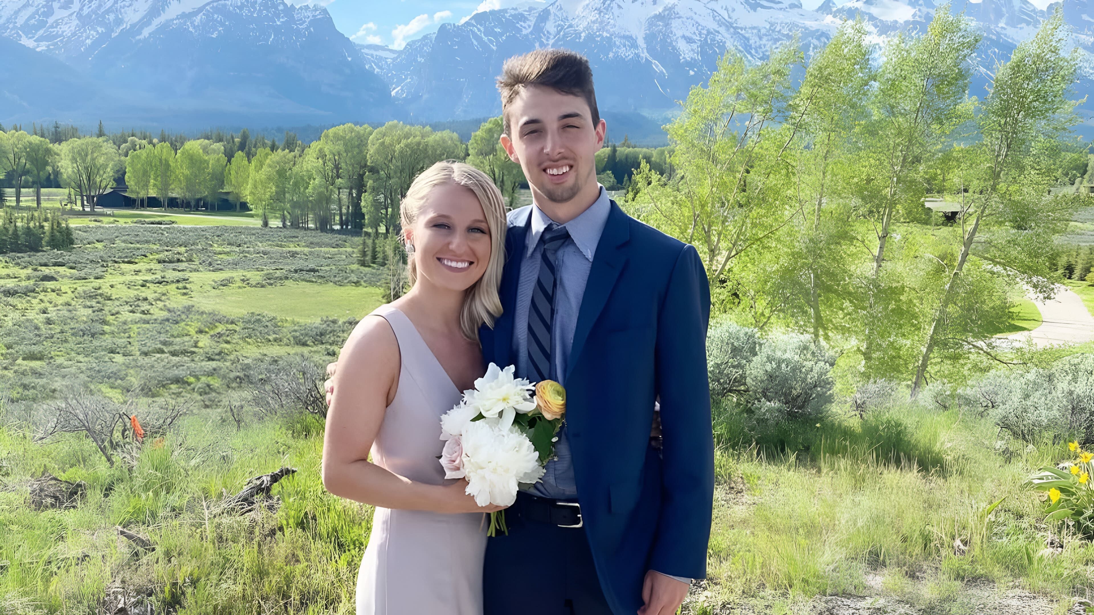 Matthew Gaudreau and Madeline Gaudreau pose together at the time of their wedding (Image via Instagram/@mogaudreau)