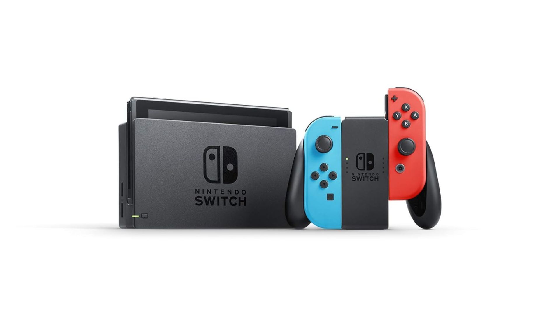 Nintendo Switch with Neon Blue and Neon Red Joy-Con (Image via Amazon)