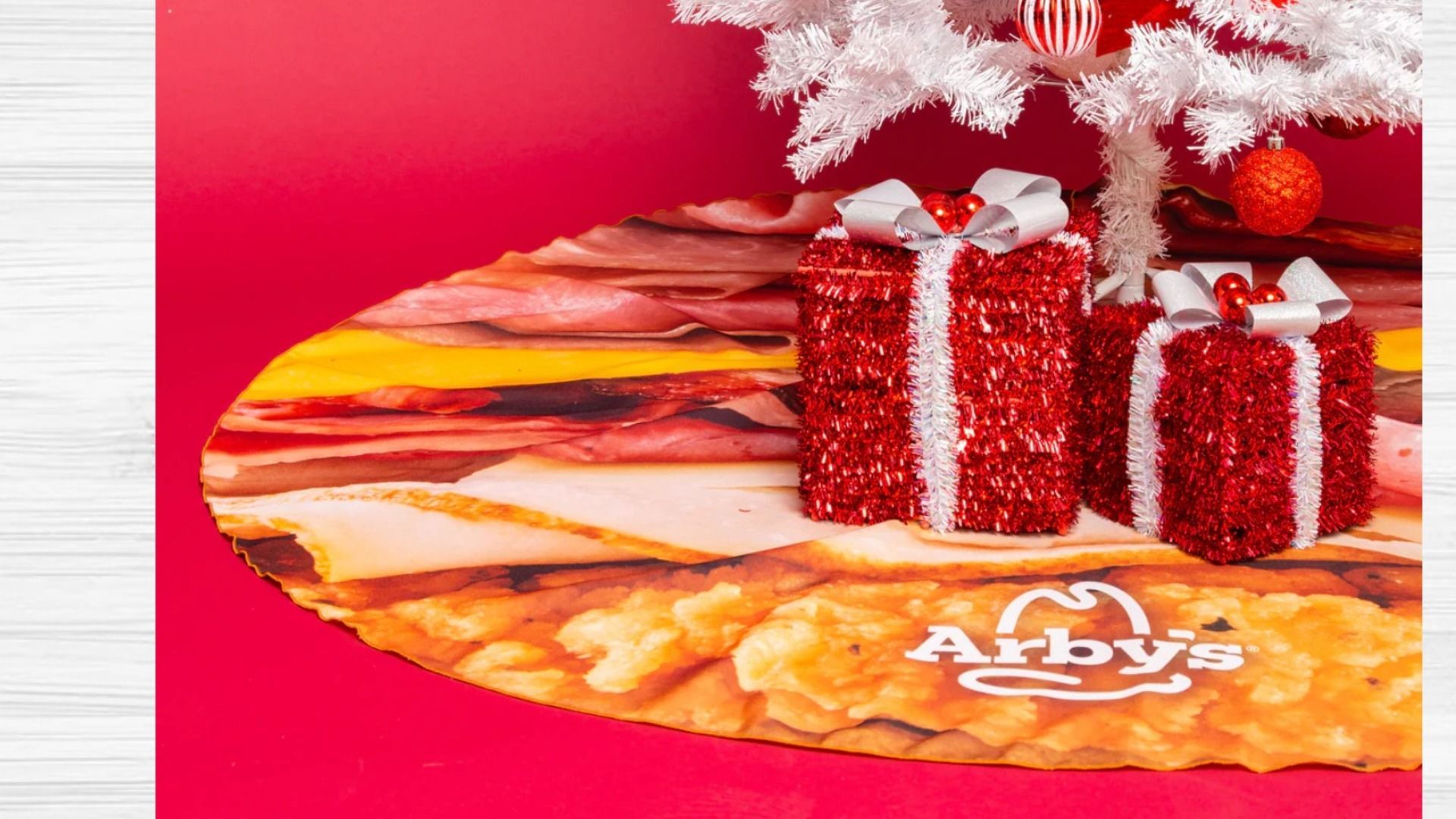 Christmas tree meat skirt (Image via Arby&#039;s)