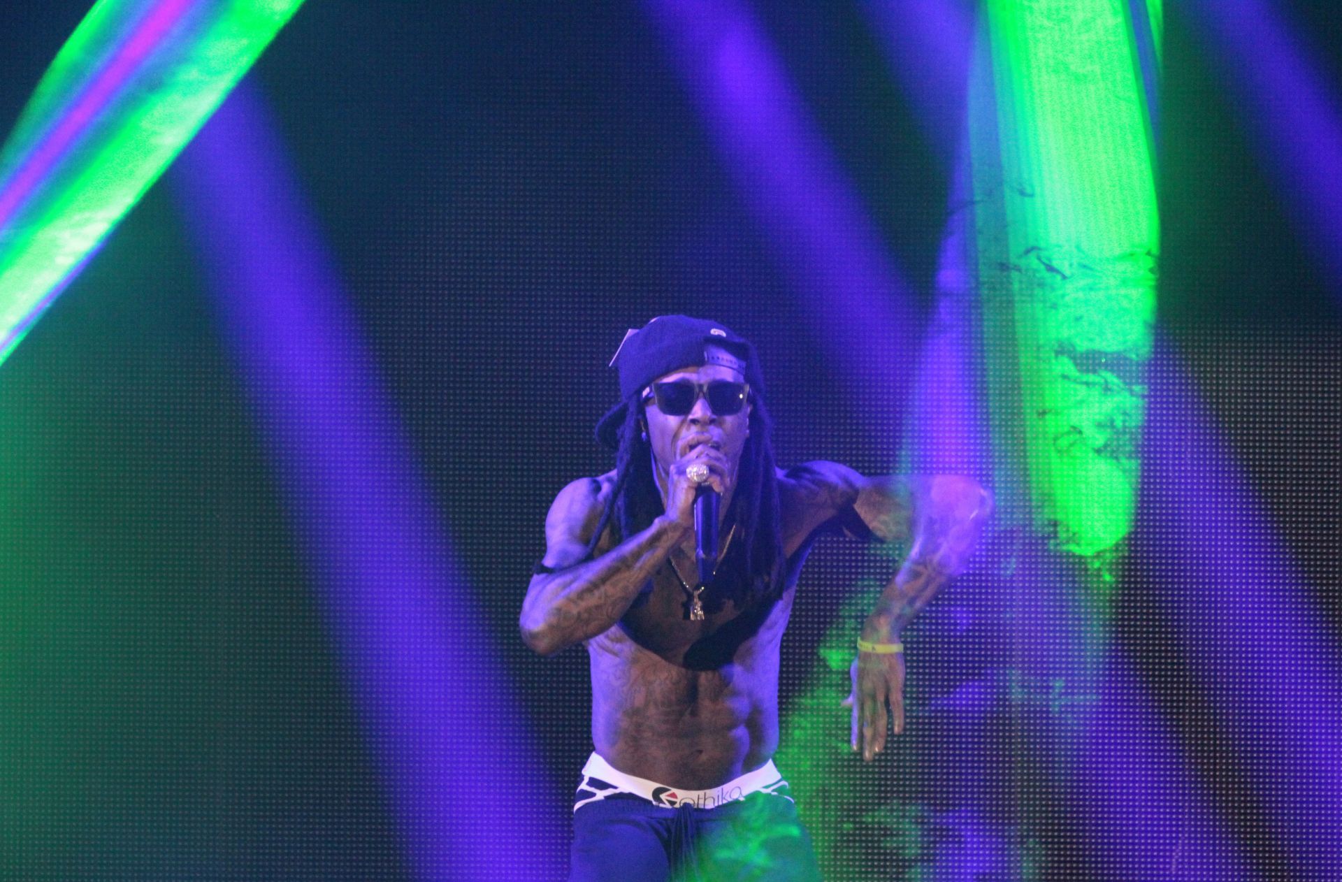 HOLLYWOOD, CA. SEP. 22, 2014. Lil Wayne in &quot;Drake Vs. Lil Wayne&quot; concert at Hollywood Bowl in Hollyw - Source: Getty