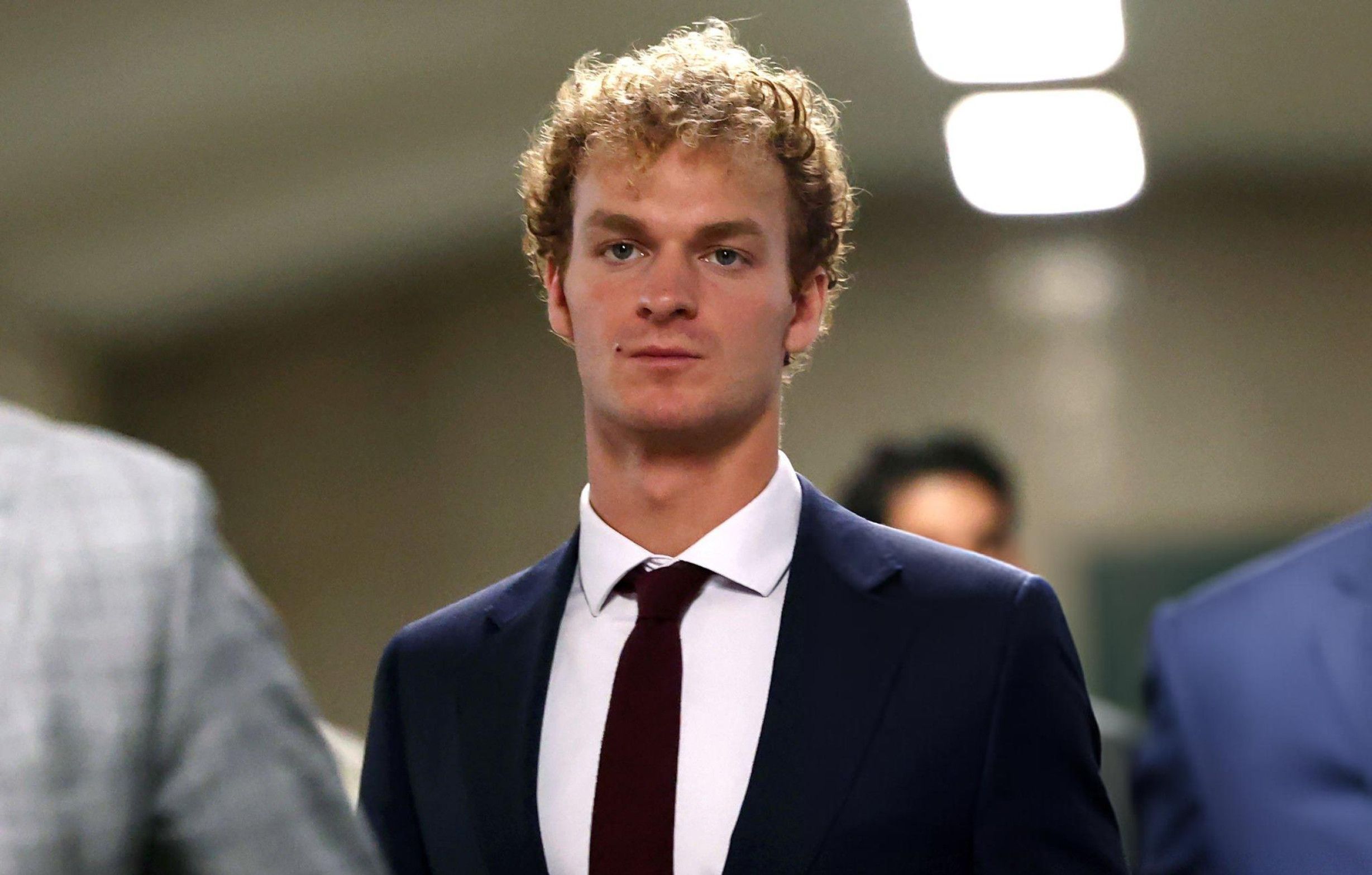 Daniel Penny returns to the courtroom after a break during his trial at Manhattan Criminal Court on December 03, 2024 in New York City