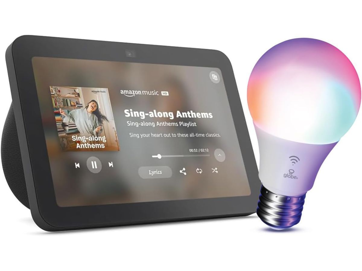 Echo Show 8 with Globe Electric Smart Bulb (Image via Amazon)