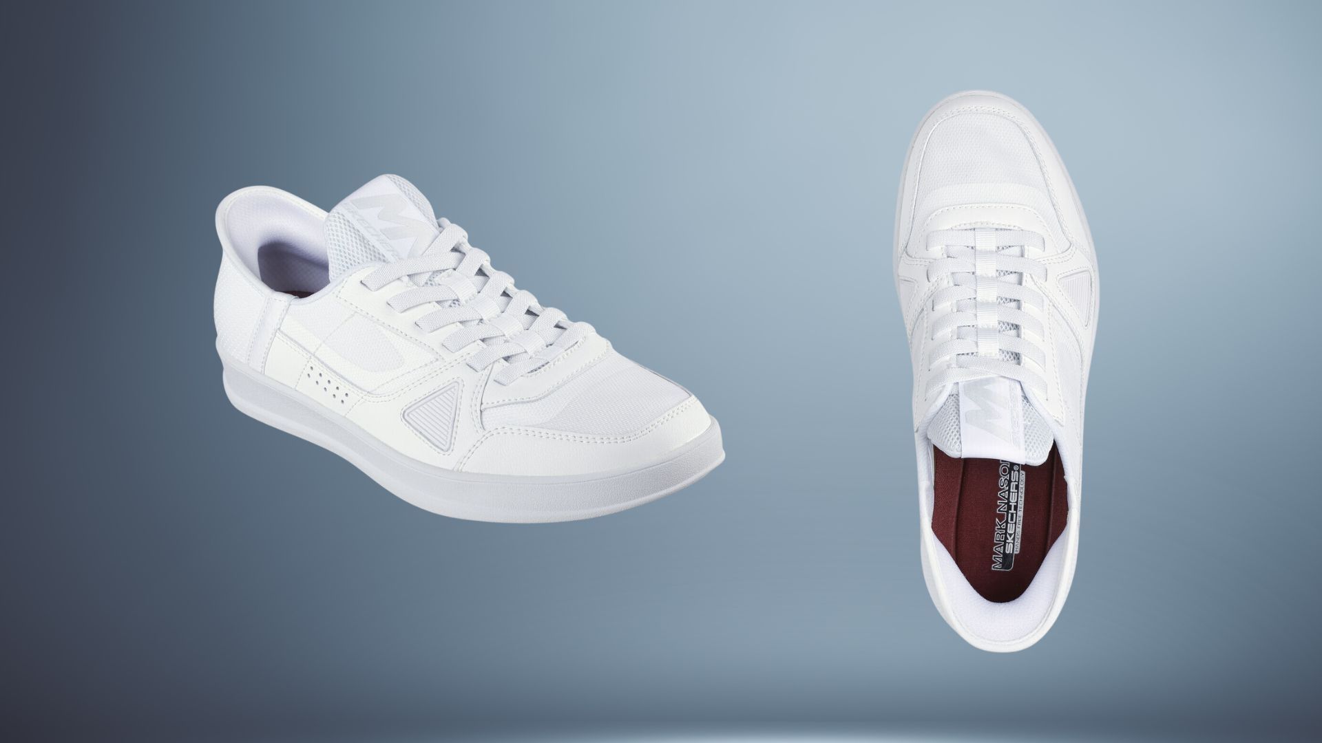 A closeup image of the Slip-in Mark Nason sneakers (image via Skechers)