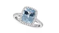 Macy's Aquamarine & Diamond Halo Ring in 14k White Gold (Image via Macy's)