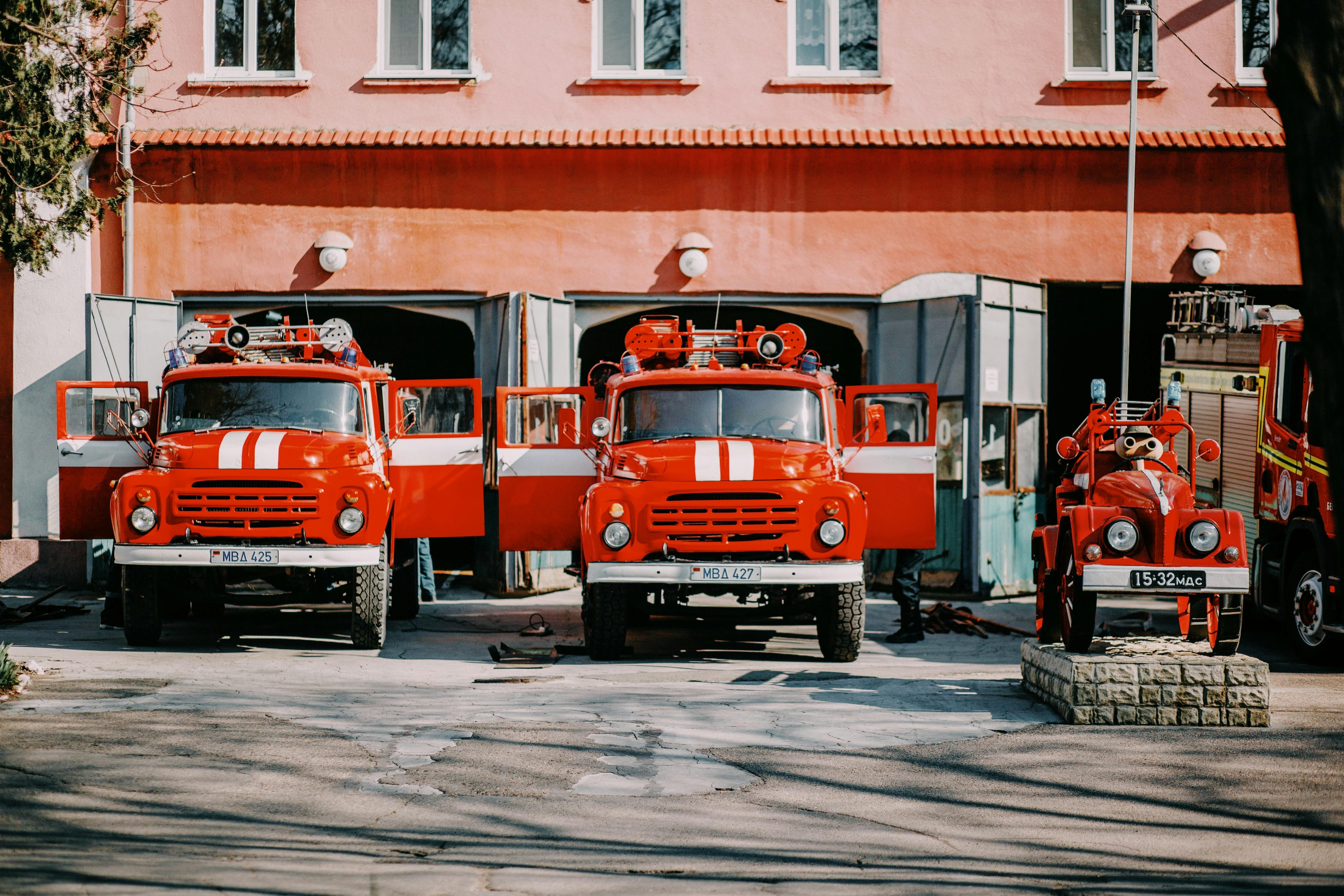 Fire Trucks at Fire Station (Image via Pexels)