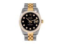 Pre-Owned Rolex 16013 Men's 36mm Datejust Watch Custom Black Diamond Dial & Bezel (image via Walmart)