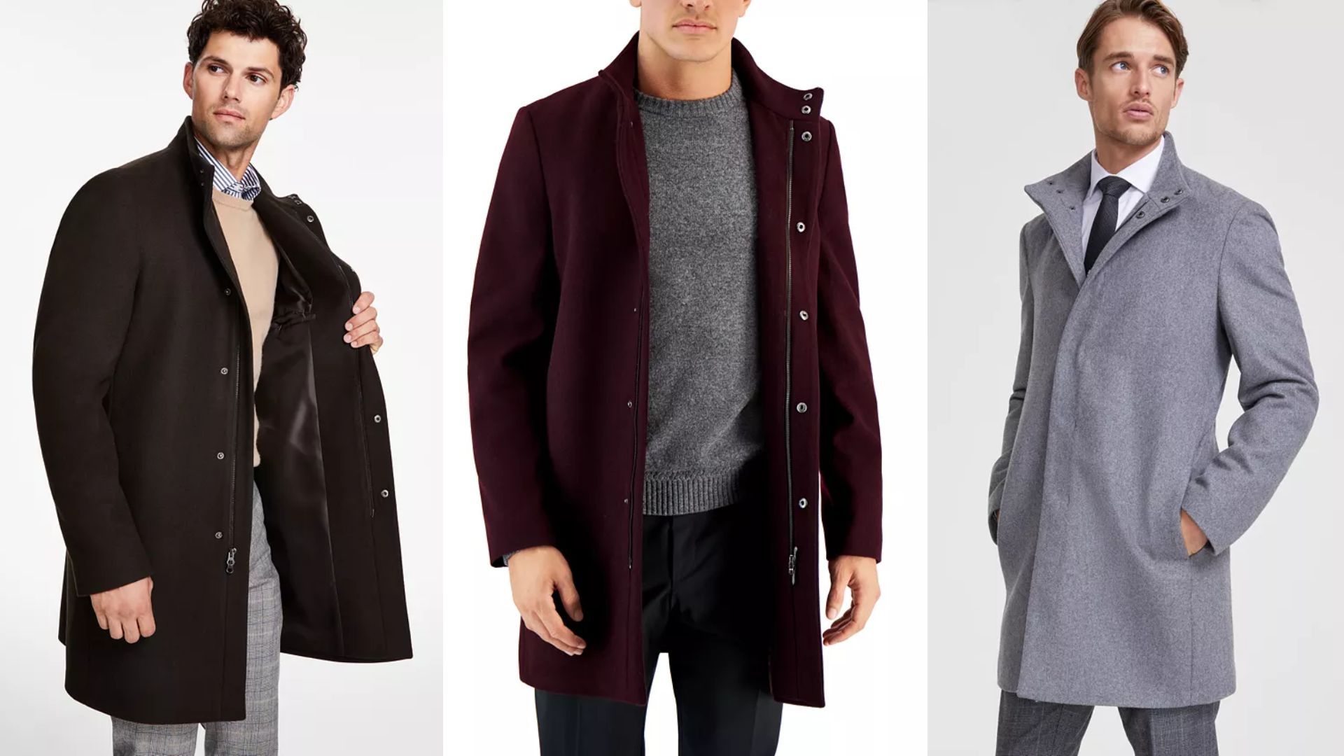 Calvin Klein Men&#039;s Mayden Slim-Fit Wool Blend Overcoat (Image via Macy&#039;s)