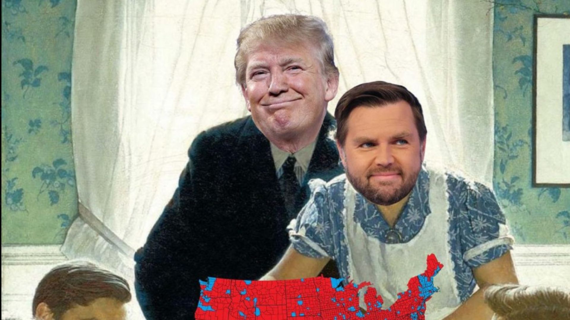 JD Vance and Donald Trump on Norman Rockwell&rsquo;s painting (Image via X/ @JDVance)