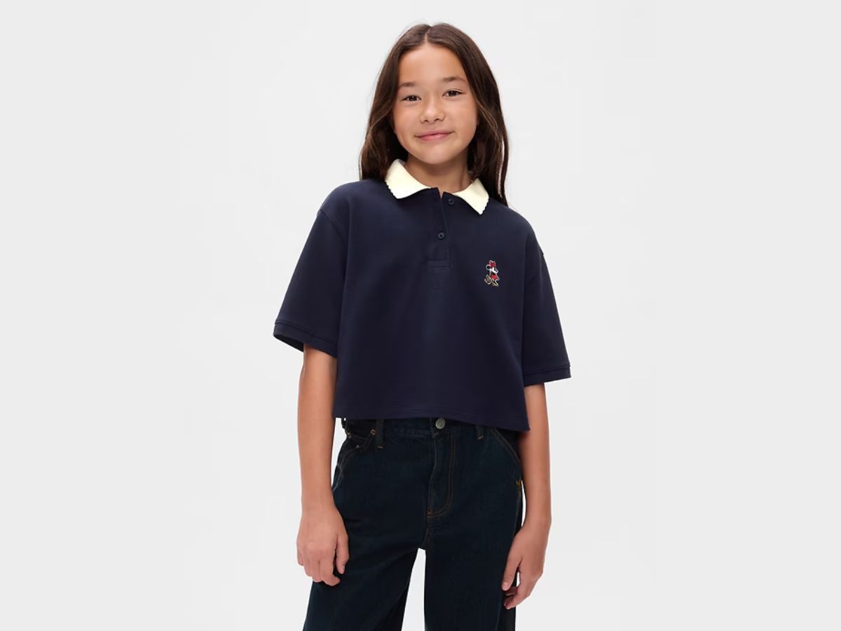 Gap &times; Disney Kids Pique Cropped Polo Shirt (Image via Gap)