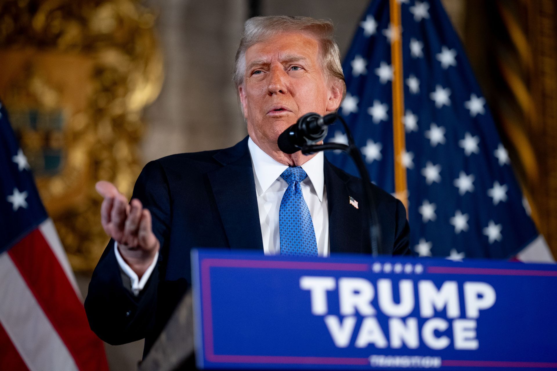 President-Elect Trump Speaks To The Press At Mar-A-Lago - Source: Getty