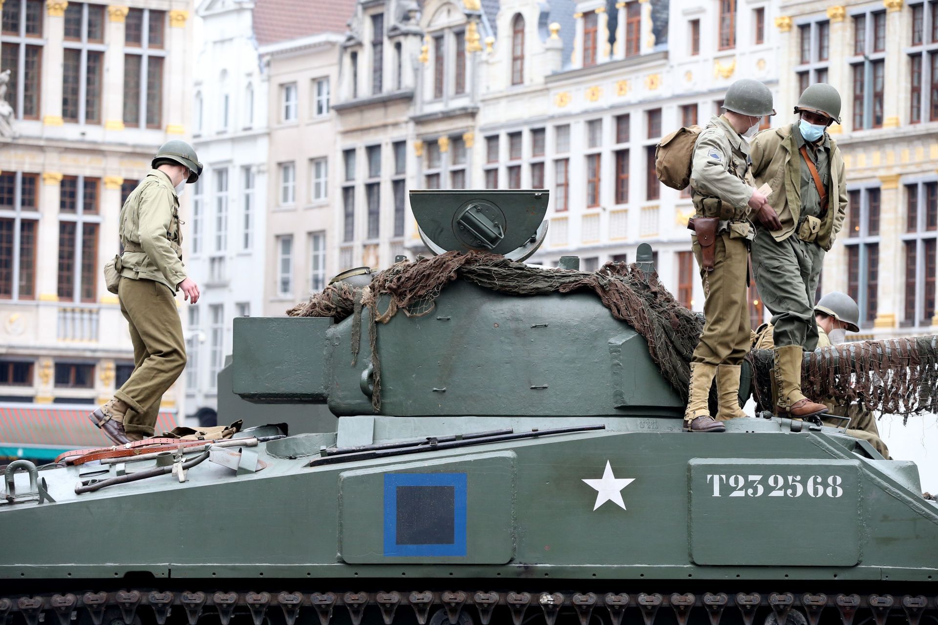 Tanks and military vehicles brought for a movie in Brussels - Source: Getty