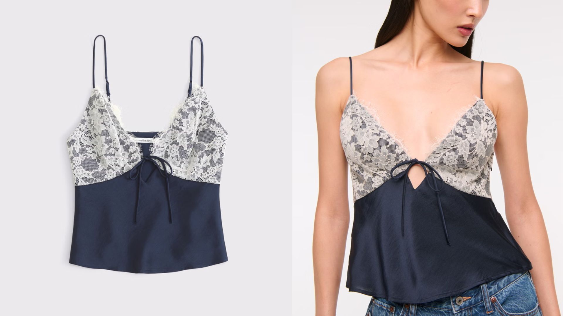 Lace and Satin V-Neck Cami (Image via Abercrombie &amp; Fitch)