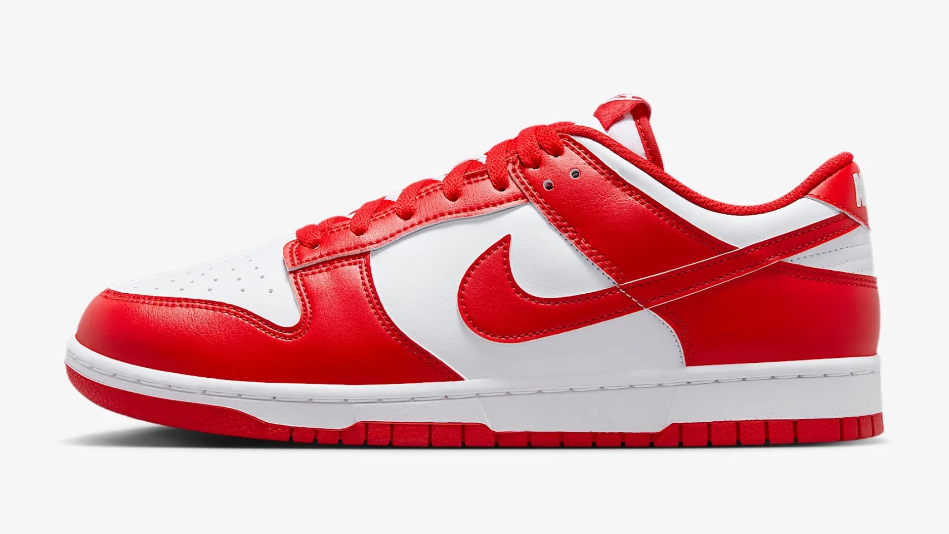 Nike Dunk Low Retro &#039;White/White/University Red&#039; (Image via Nike)