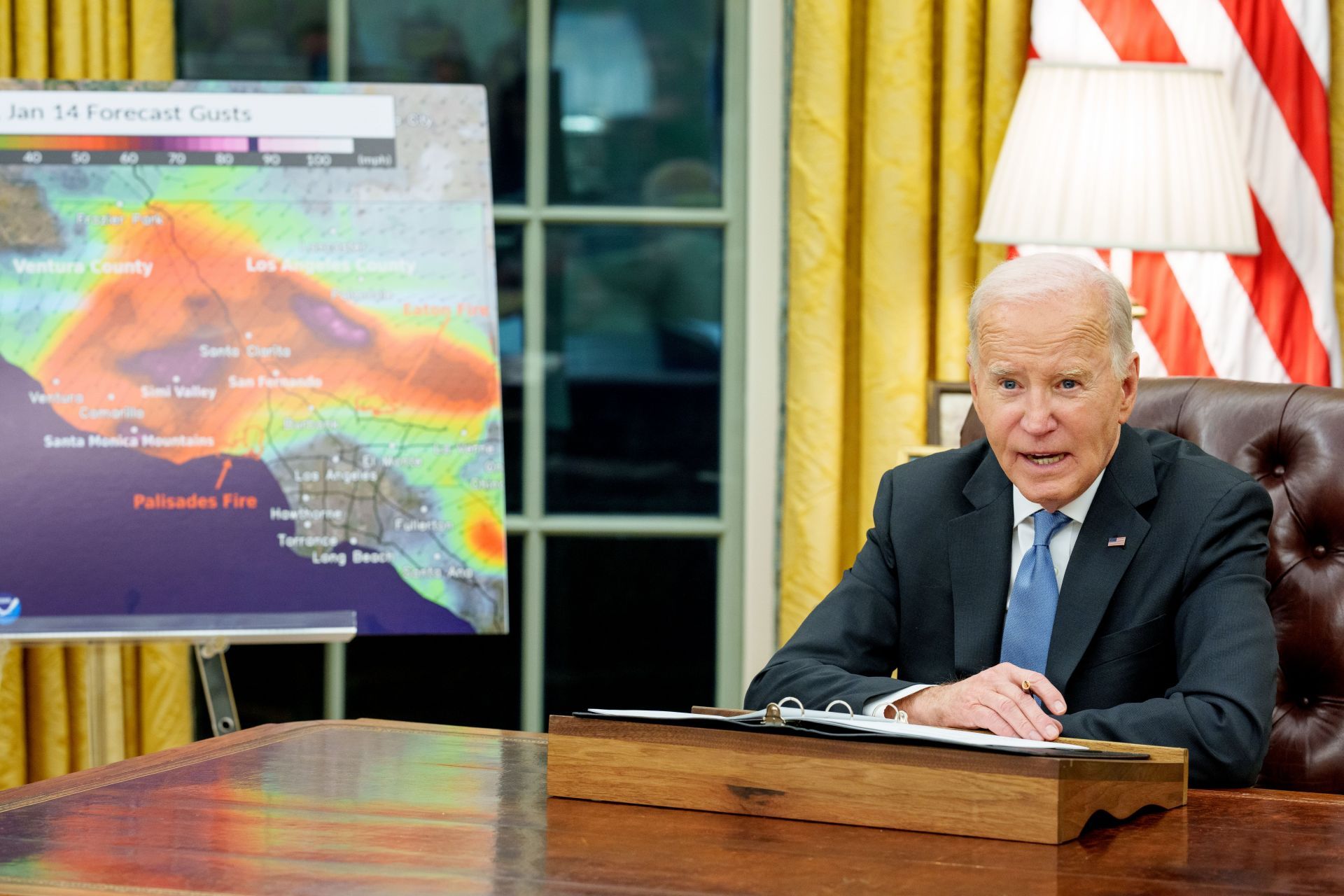 President Biden Receives Briefing On Federal Response To Los Angeles Wildfires - Source: Getty