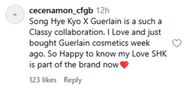 Fans reaction to Song Hye-Kyo as the new ambassador of Guerlain (Image via Instagram)