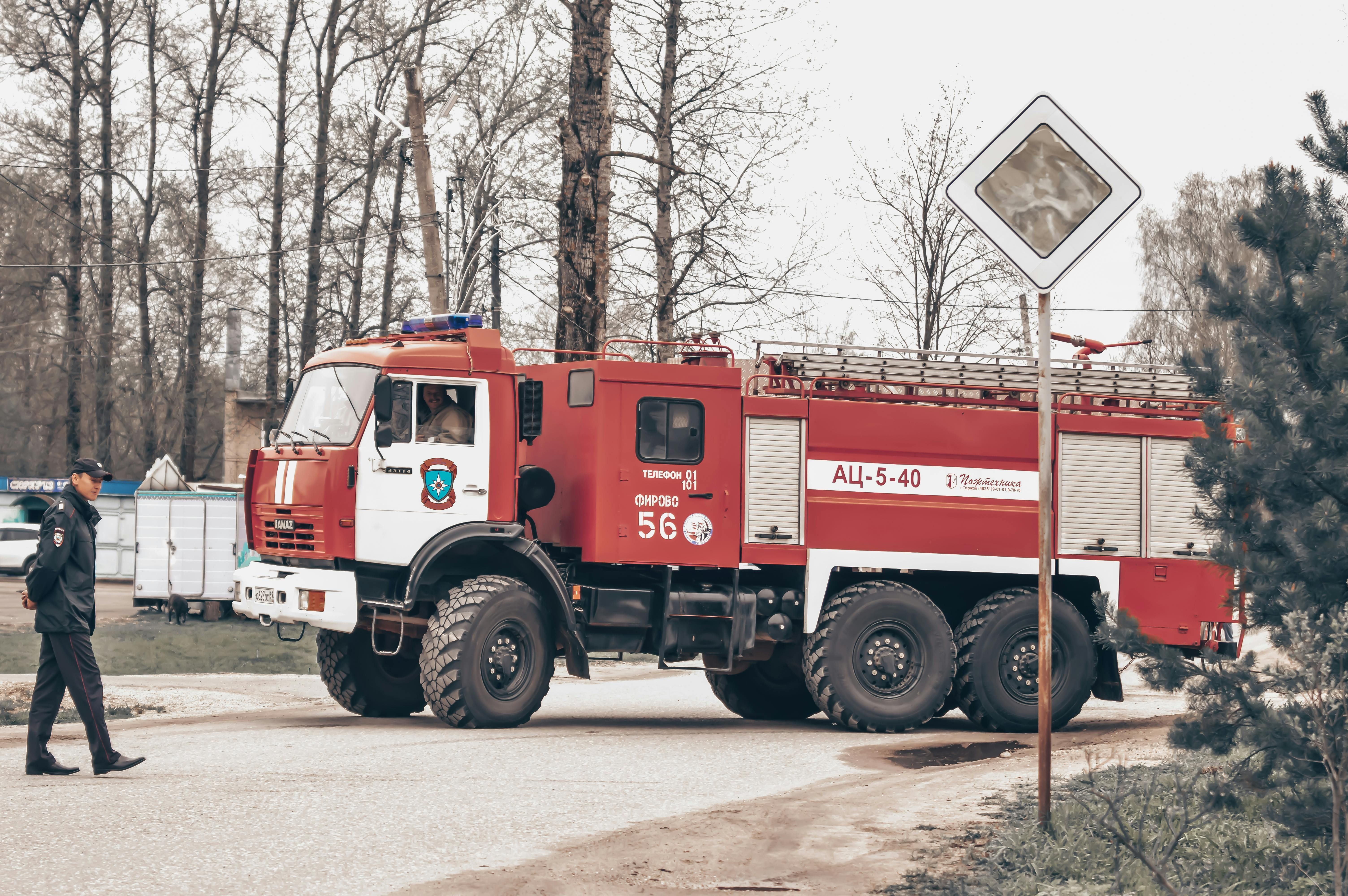 A Firetruck on a Road (Image via Pexels)