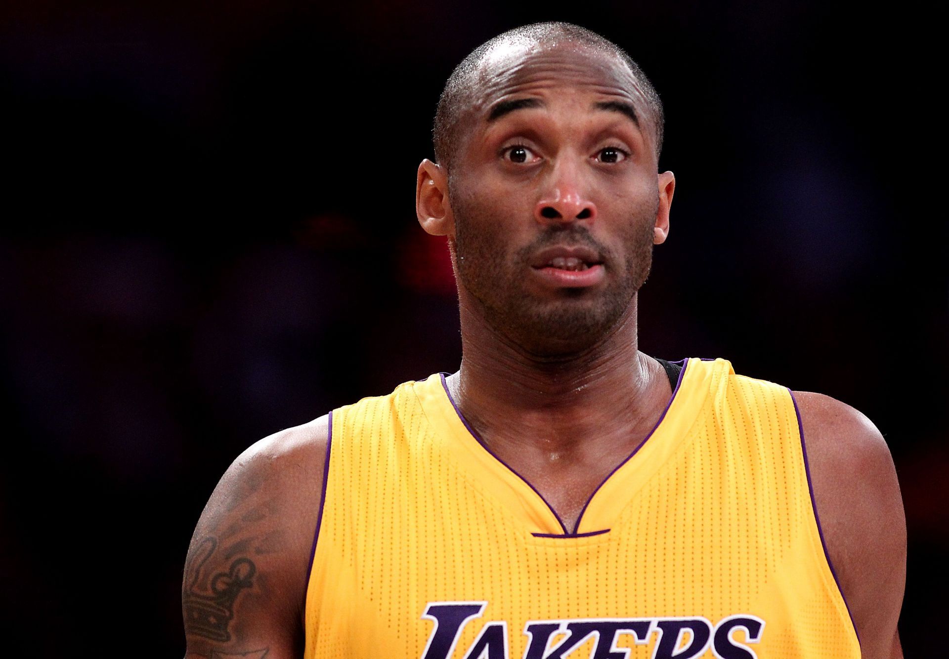 LOS ANGELES, CALIF. - JAN. 13, 2015. Lakers guard Kobe Bryant takes the court for a game against the - Source: Getty