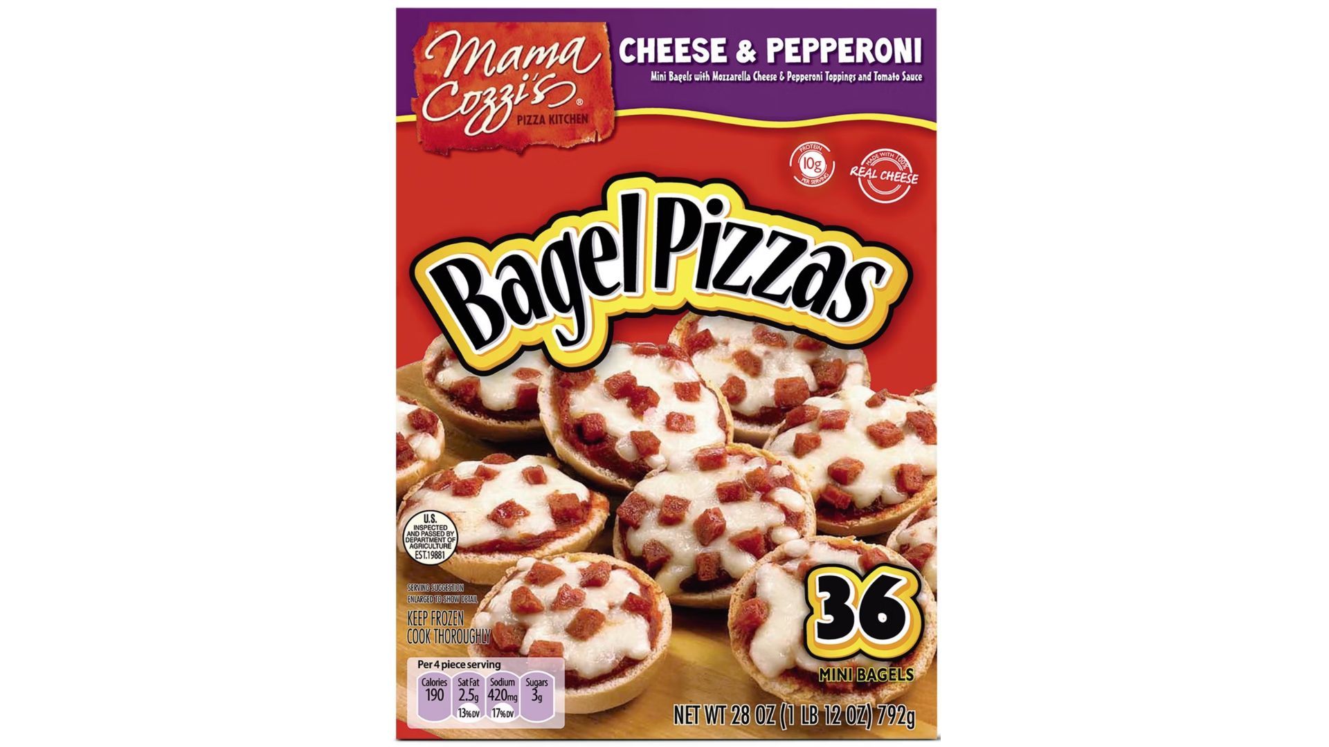 Mama Cozzi&#039;s Pizza Kitchen Pepperoni Pizza Bagels (Image via Aldi)