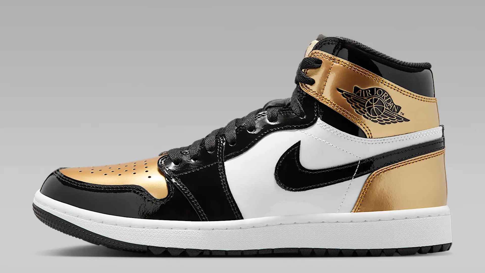 Air Jordan I High G &quot;Black / White / Metallic Gold&quot; (Image via Nike)