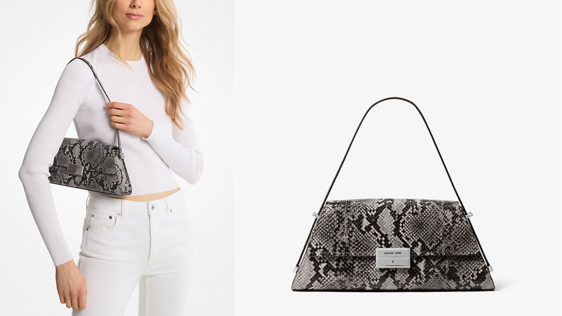 Ludlow Medium Snake Embossed Leather Shoulder Bag (Image via Michael Kors)