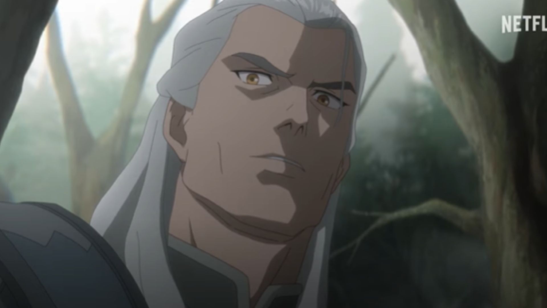 The animated version looks similar to Henry Cavill&#039;s Geralt (Image via Netflix)