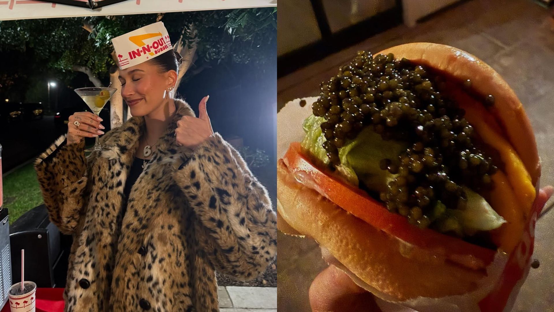 &quot;Caviar on the secret menu&quot;: Fans react to Hailey Bieber celebrating New Year 2025 with a Caviar-topped In-N-Out burger (Image via Instagram/@haileybieber)