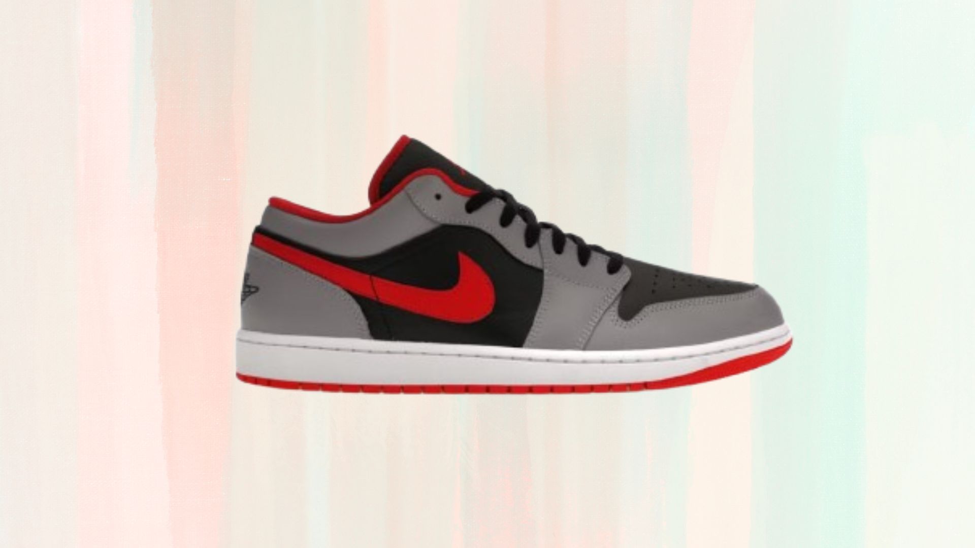 Air Jordan 1 Low &quot;Black Light Smoke Grey Gym Red&quot; (Image via Stock X)