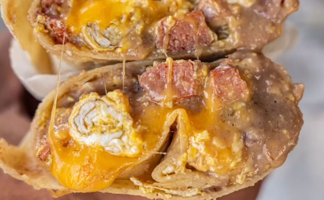 Hot dog, egg, beans and cheese burrito from LUPES BURRITOS. (Image via Instagram/@lupesburritos)