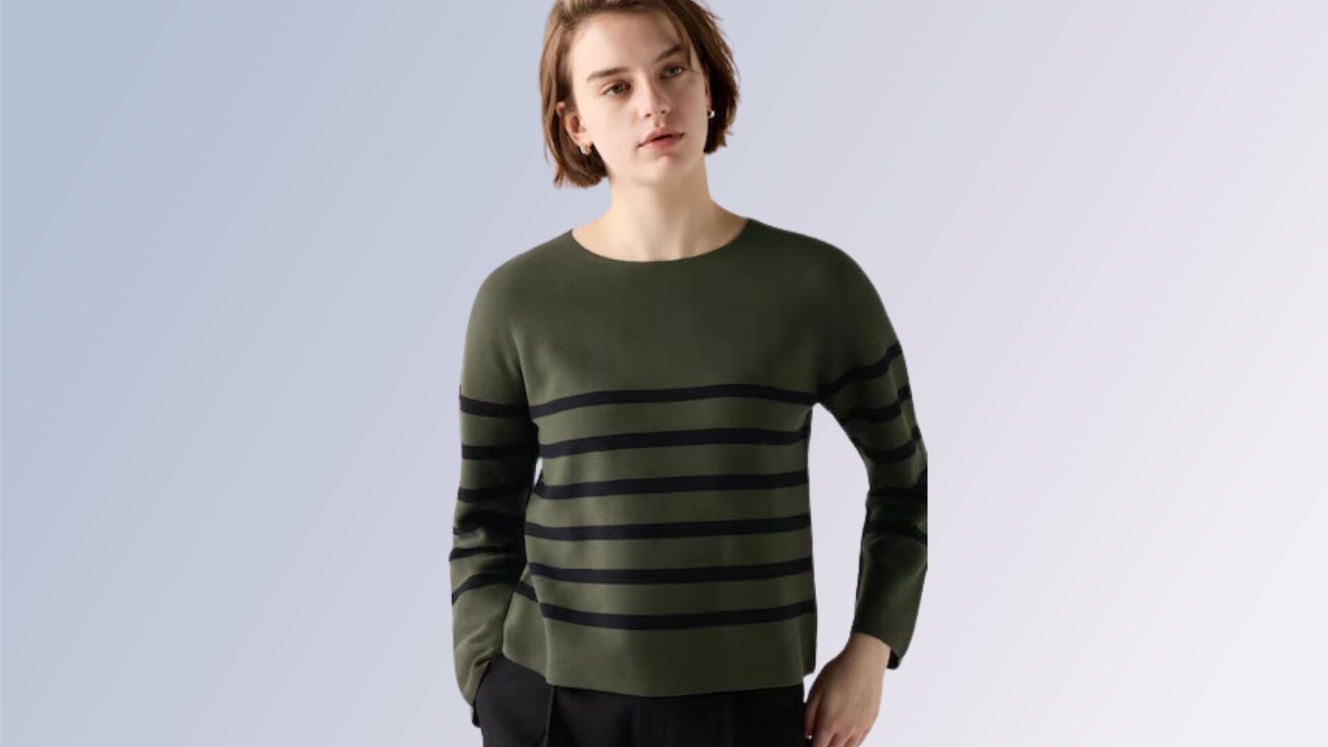 3D Knit Cotton Sweater | Striped (Image via UNIQLO)