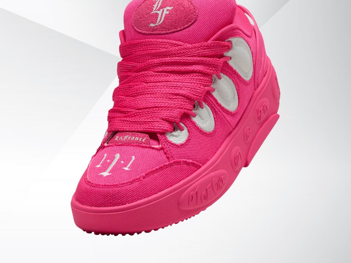 Brand details include an embossed white LaFrance logo on the tongue (Image via Puma)