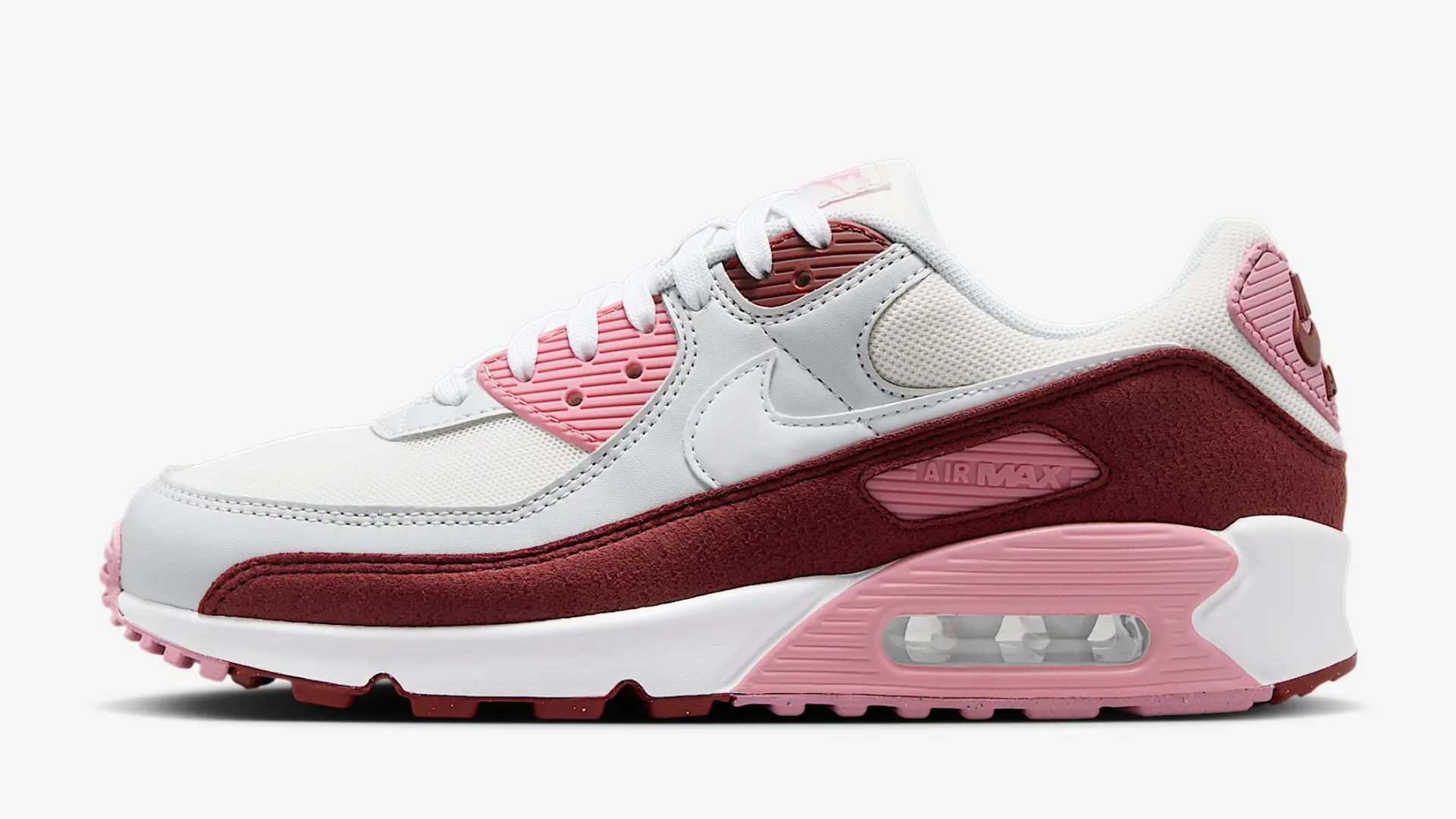 Nike Air Max 90 SE &#039;Dark Team Red/Platinum Tint/Pure Platinum/White&#039; (Image via Nike)