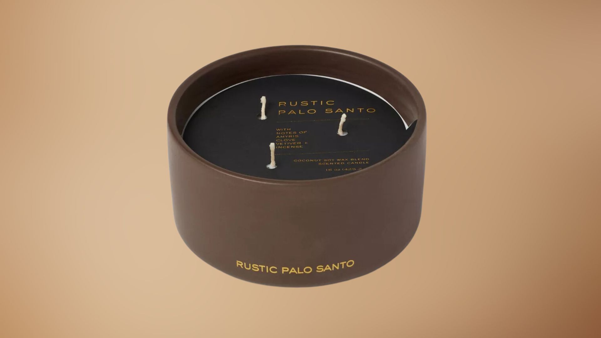 Ceramic Jar 3-Wick Rustic Palo Santo Candle (Image via Target)