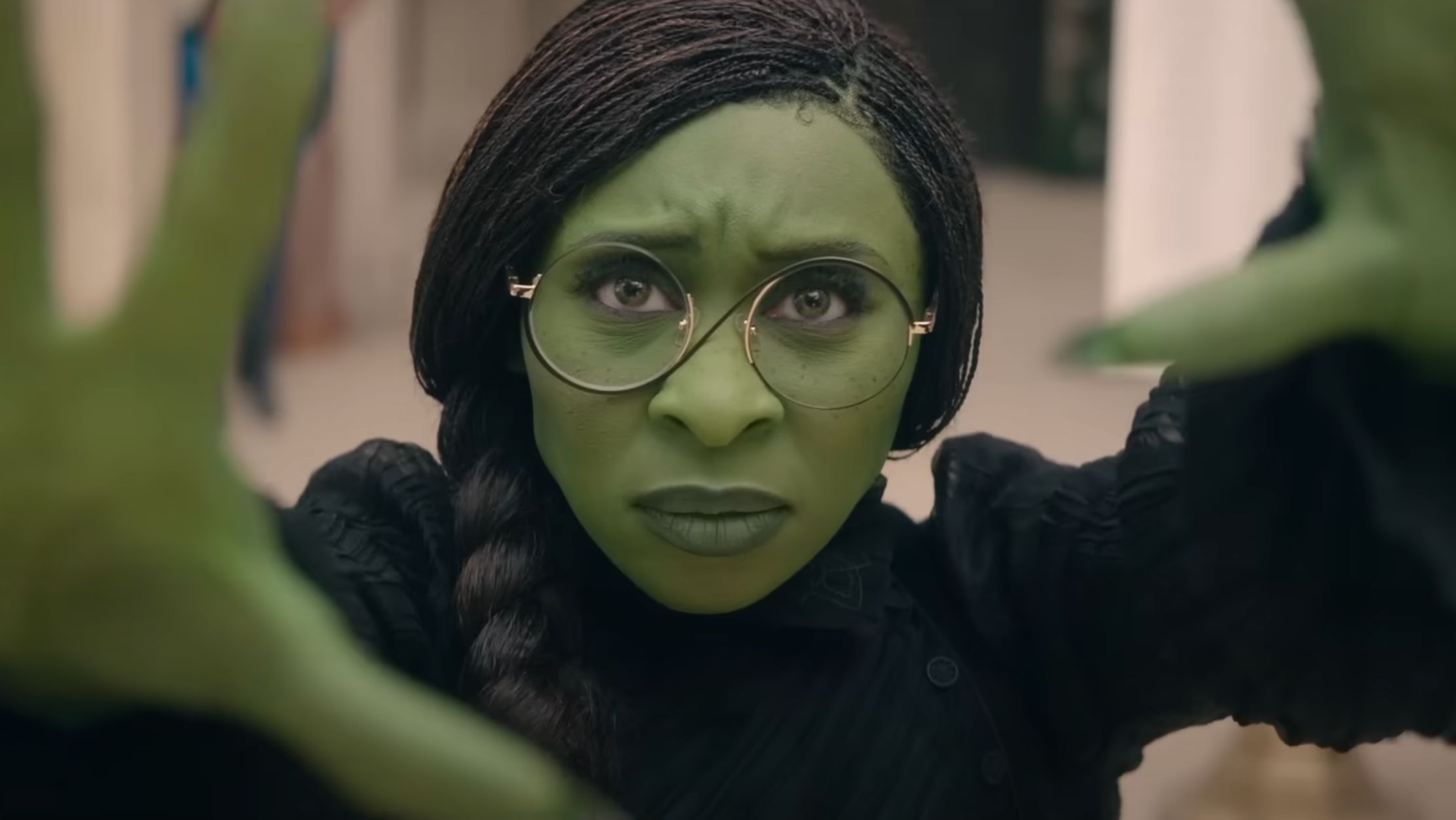 Cynthia Erivo as Elphaba (Image via YouTube/@UniversalPictures)